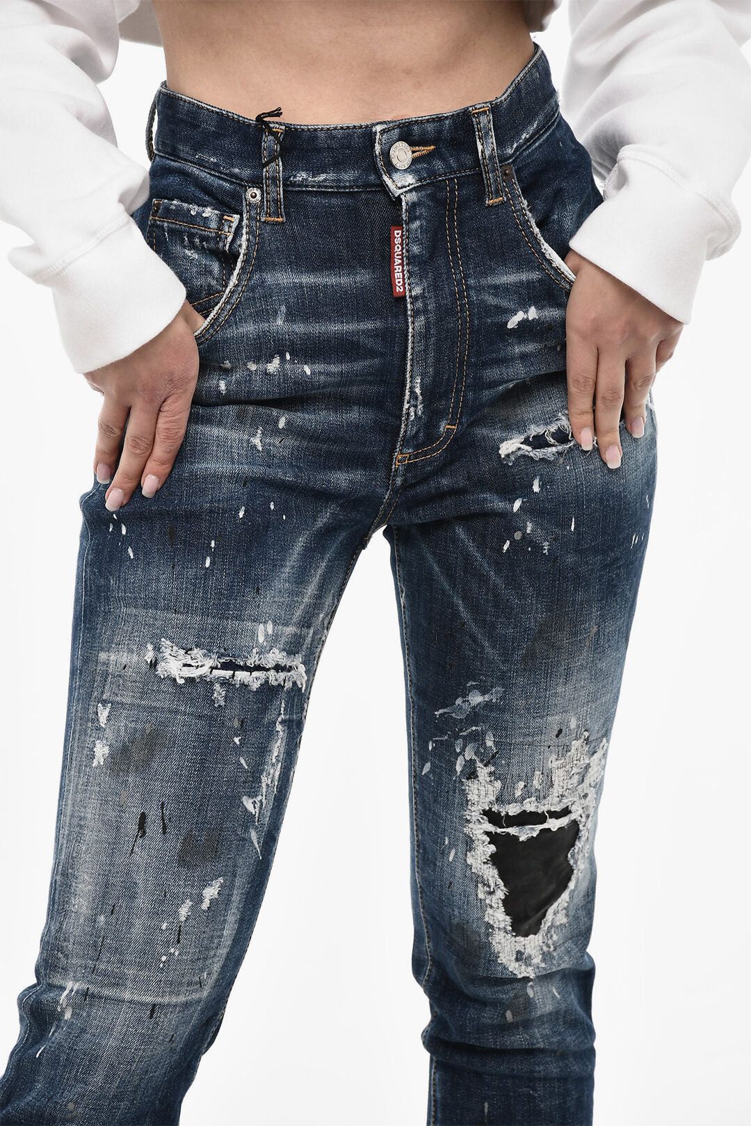Dsquared2 High-Waisted Vintage-Effect Jeans Size 28" / US 6 / IT 42 - 3 Thumbnail