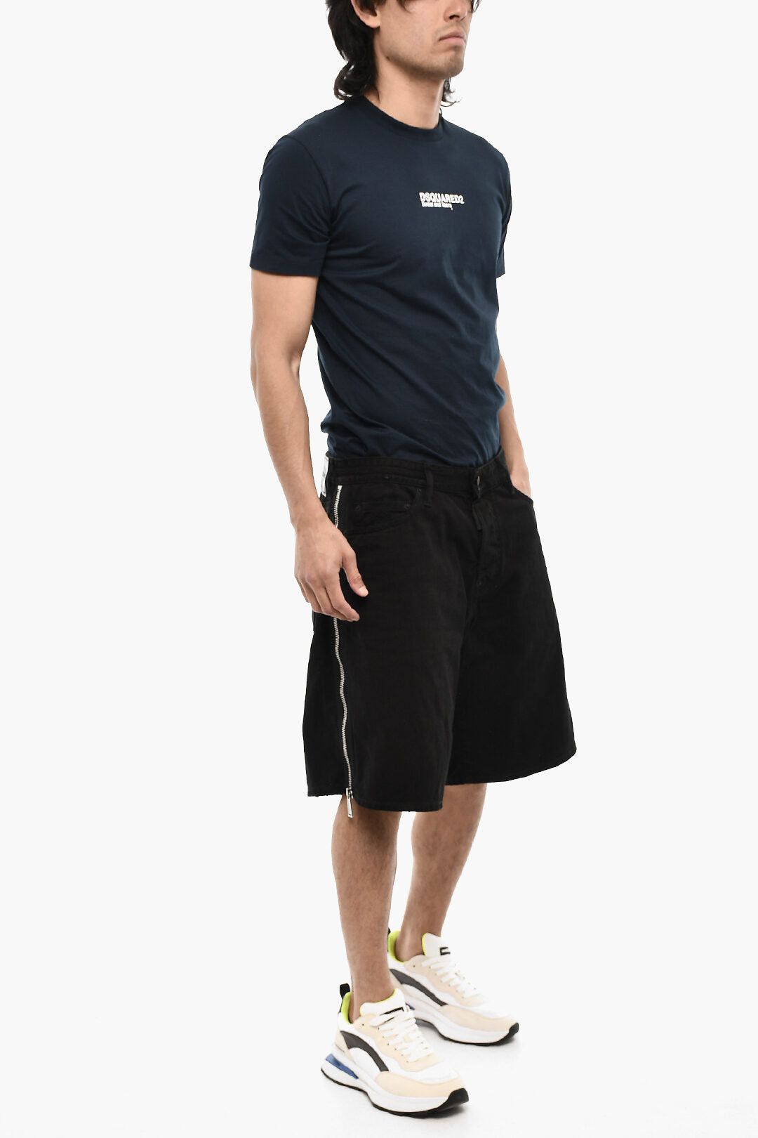 Dsquared2 Dark Wash Shorts with Side Zip Size US 28 / EU 44 - 4 Thumbnail
