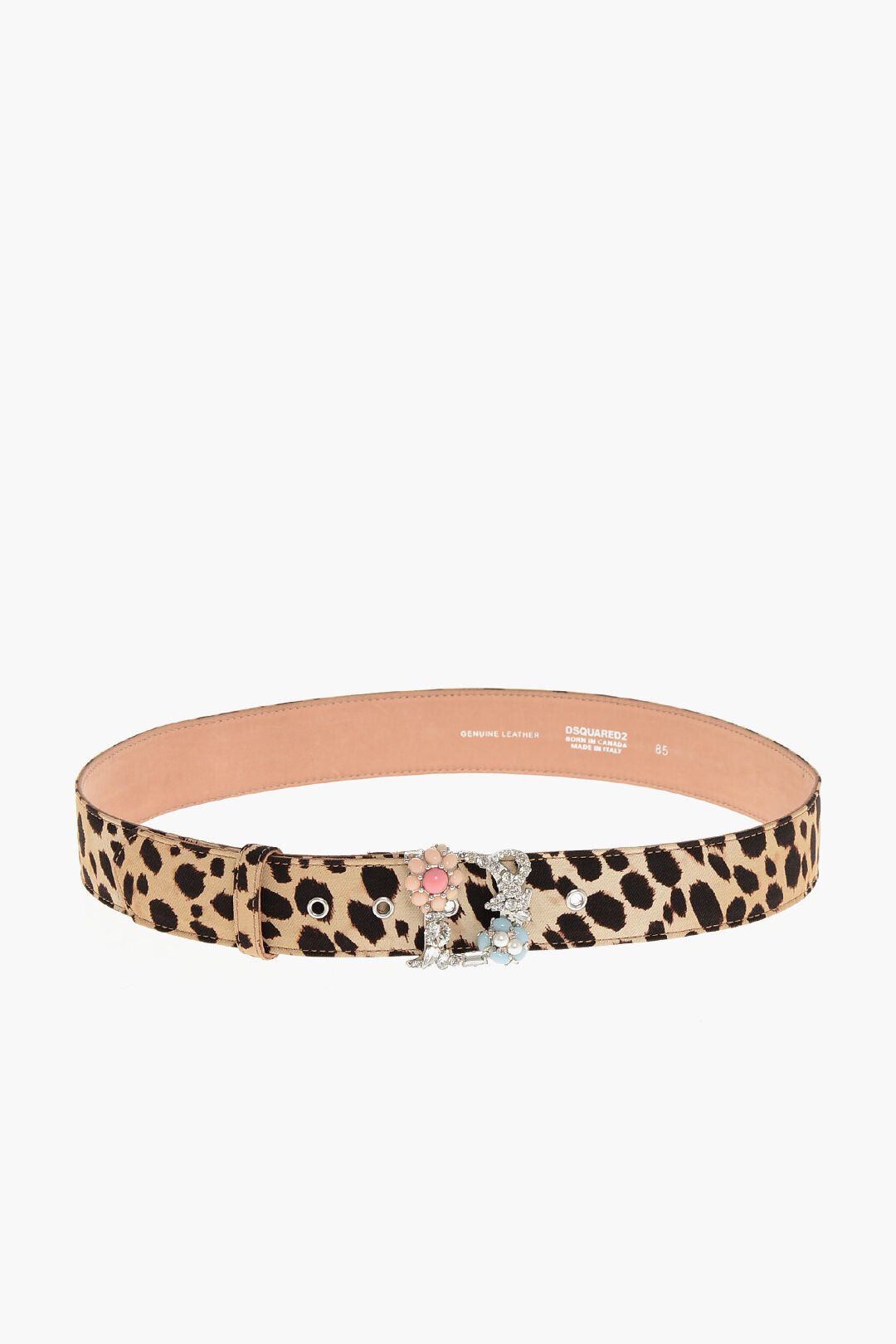 Dsquared2 Animal-Print Fabric Belt With Jewel Buckle 40 mm Size ONE SIZE - 3 Thumbnail