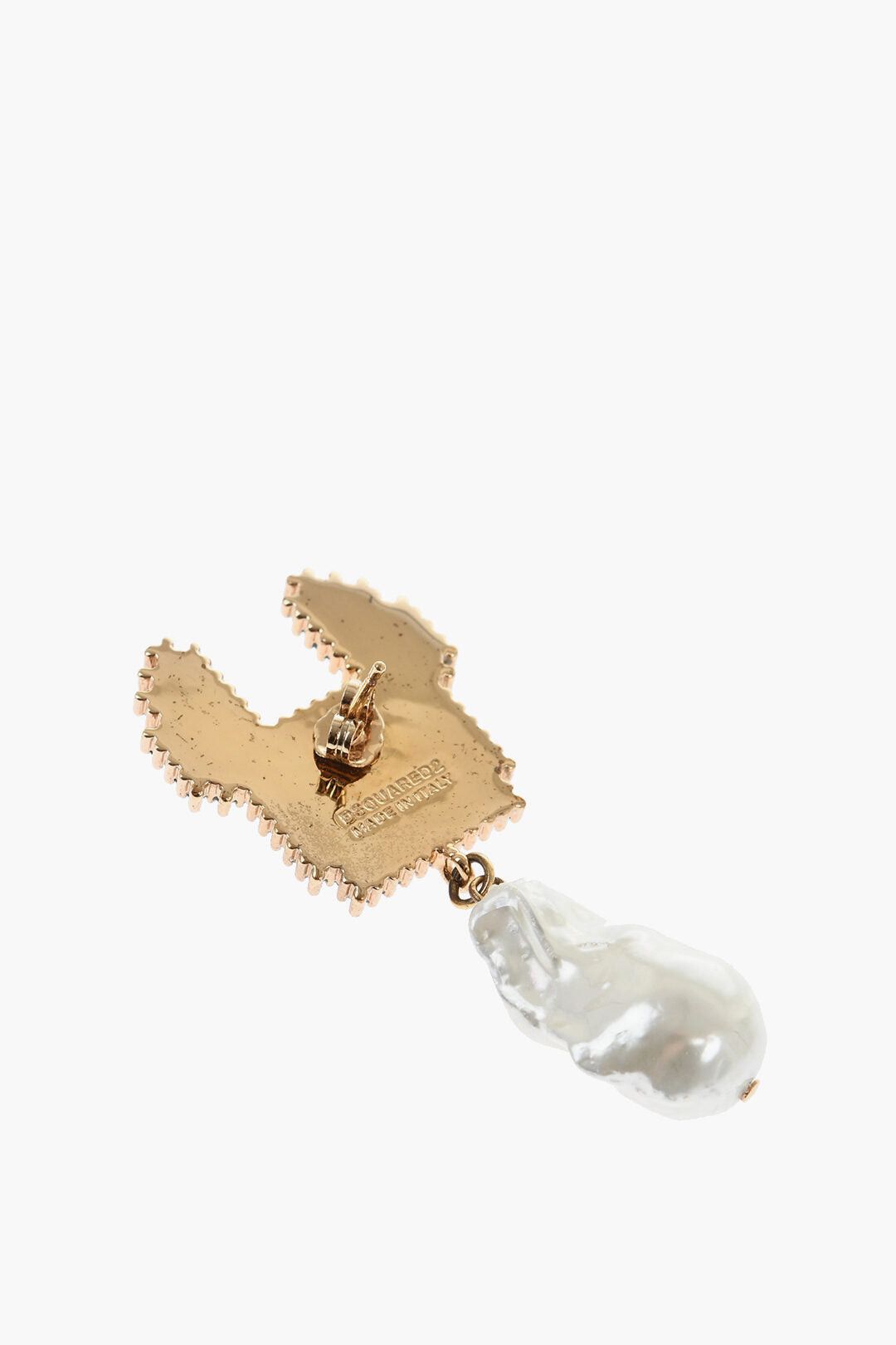 Dsquared2 Single Rhinestone Earring with Pearl-Shaped Pendant Size ONE SIZE - 3 Thumbnail