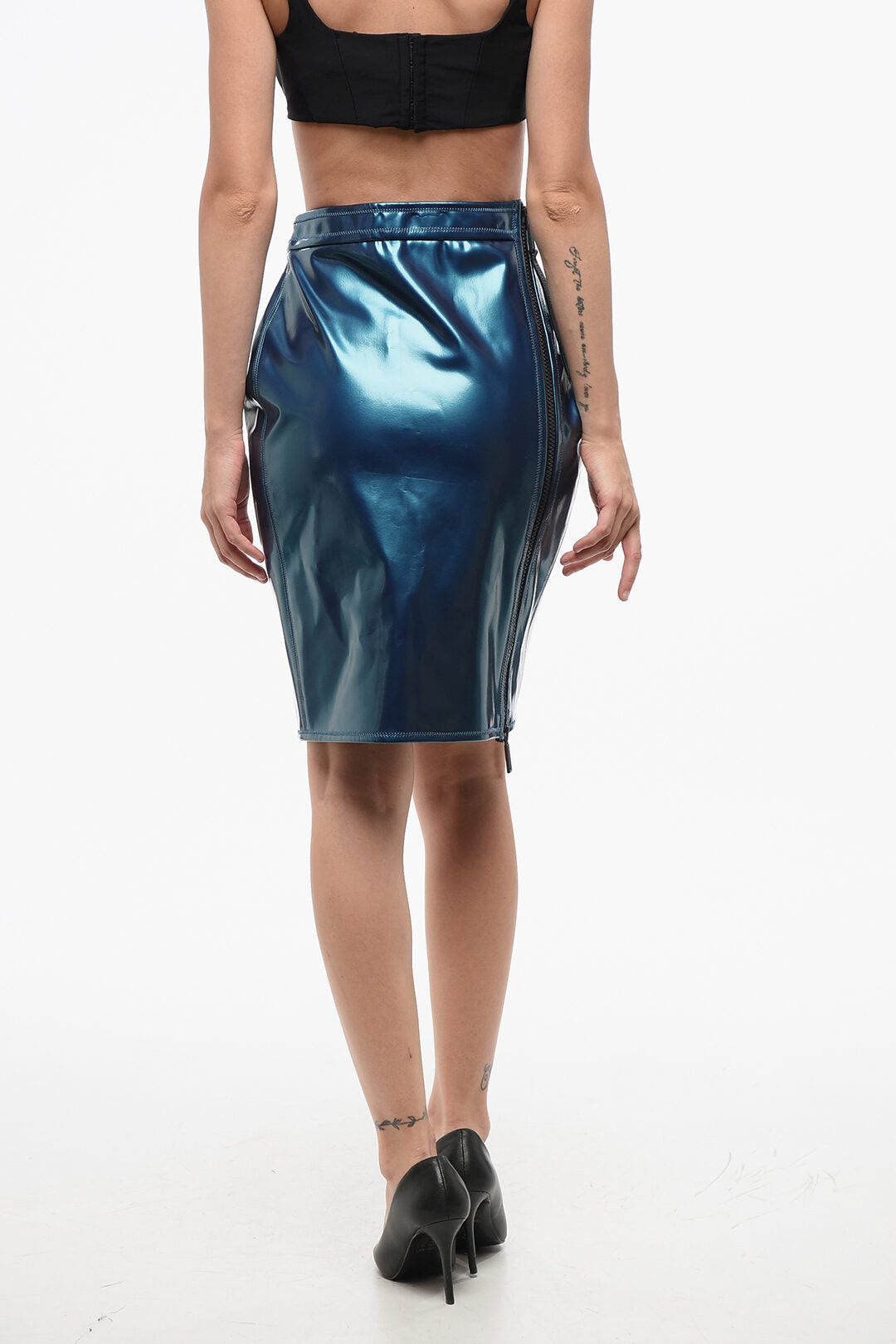 Dsquared2 Faux Leather Skirt with Zip Closure Size 26" / US 2 / IT 38 - 2 Thumbnail