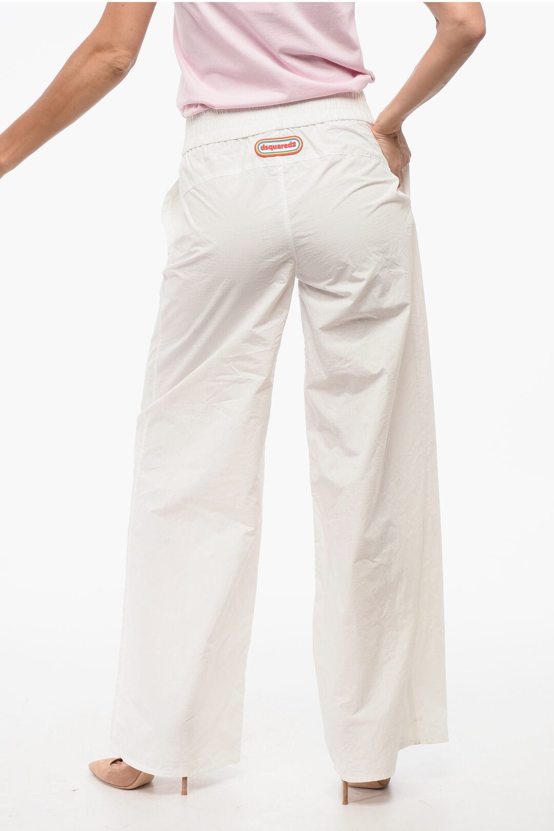 Dsquared2 Wide-Leg Pants with Logo Patch Size 26" / US 2 / IT 38 - 2 Thumbnail