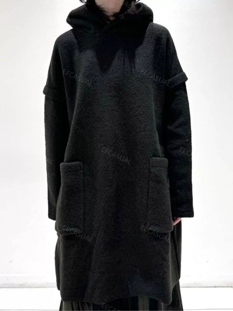 Y's Yohji Yamamoto Black Wool Hoodie Coat Size XS / US 0-2 / IT 36-38 - 2 Thumbnail