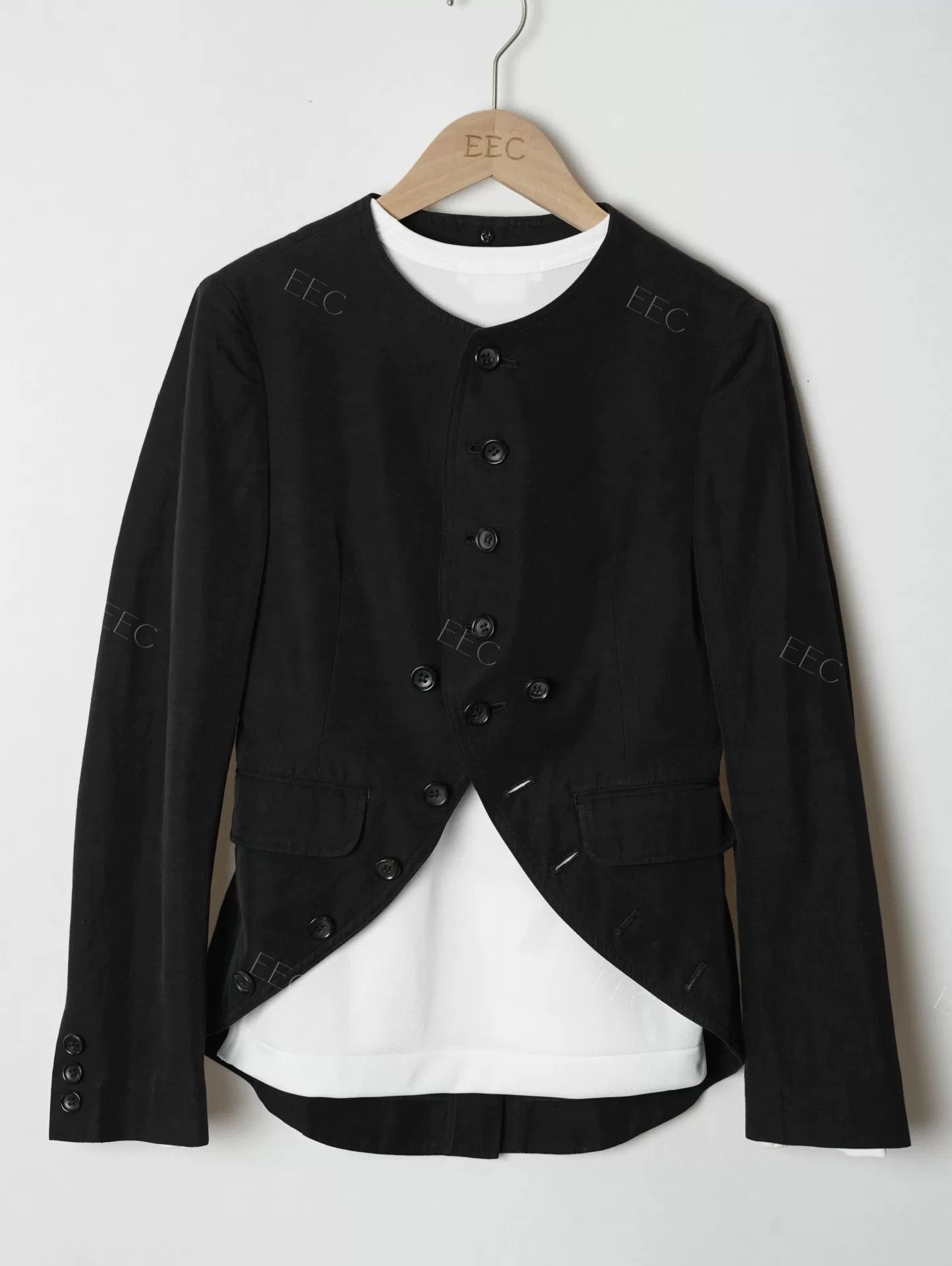 Y's Versatile Black Tailored Jacket with Detachable Collar Size M / US 6-8 / IT 42-44 - 3 Thumbnail