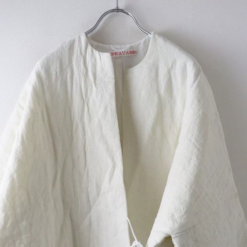 Other TOWAVASE White Linen Long Quilted Coat Size M / US 6-8 / IT 42-44 - 3 Thumbnail