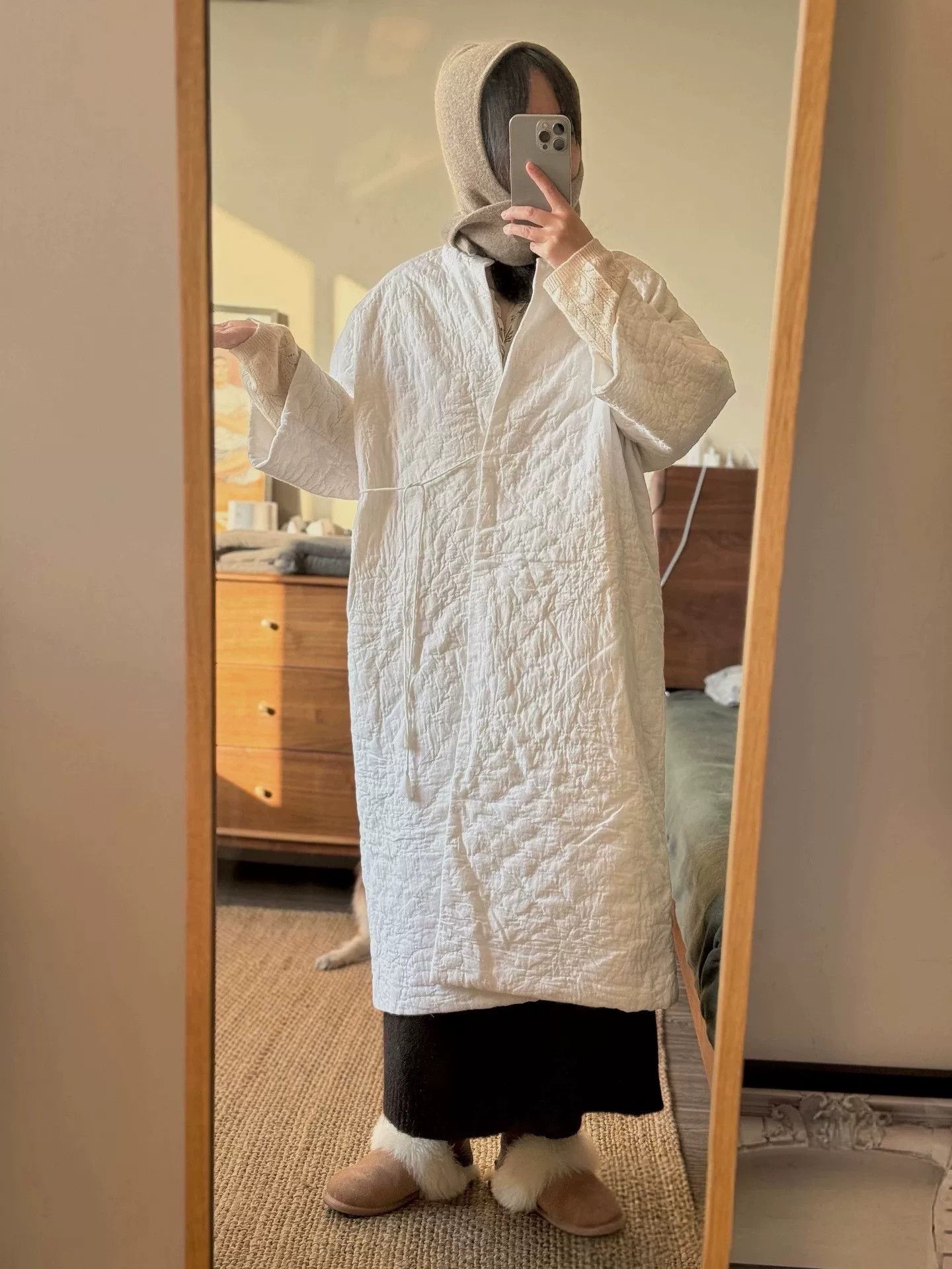 Other TOWAVASE White Linen Long Quilted Coat Size M / US 6-8 / IT 42-44 - 8 Thumbnail
