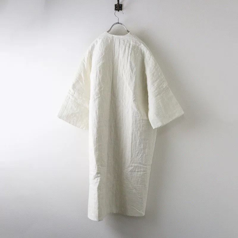 Other TOWAVASE White Linen Long Quilted Coat Size M / US 6-8 / IT 42-44 - 2 Thumbnail