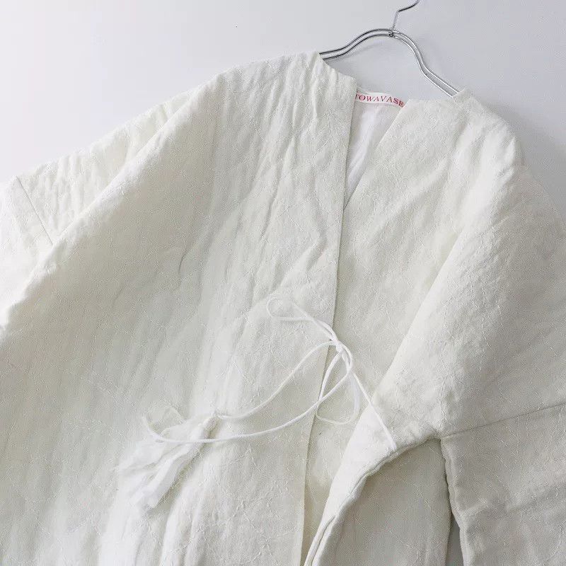 Other TOWAVASE White Linen Long Quilted Coat Size M / US 6-8 / IT 42-44 - 4 Thumbnail