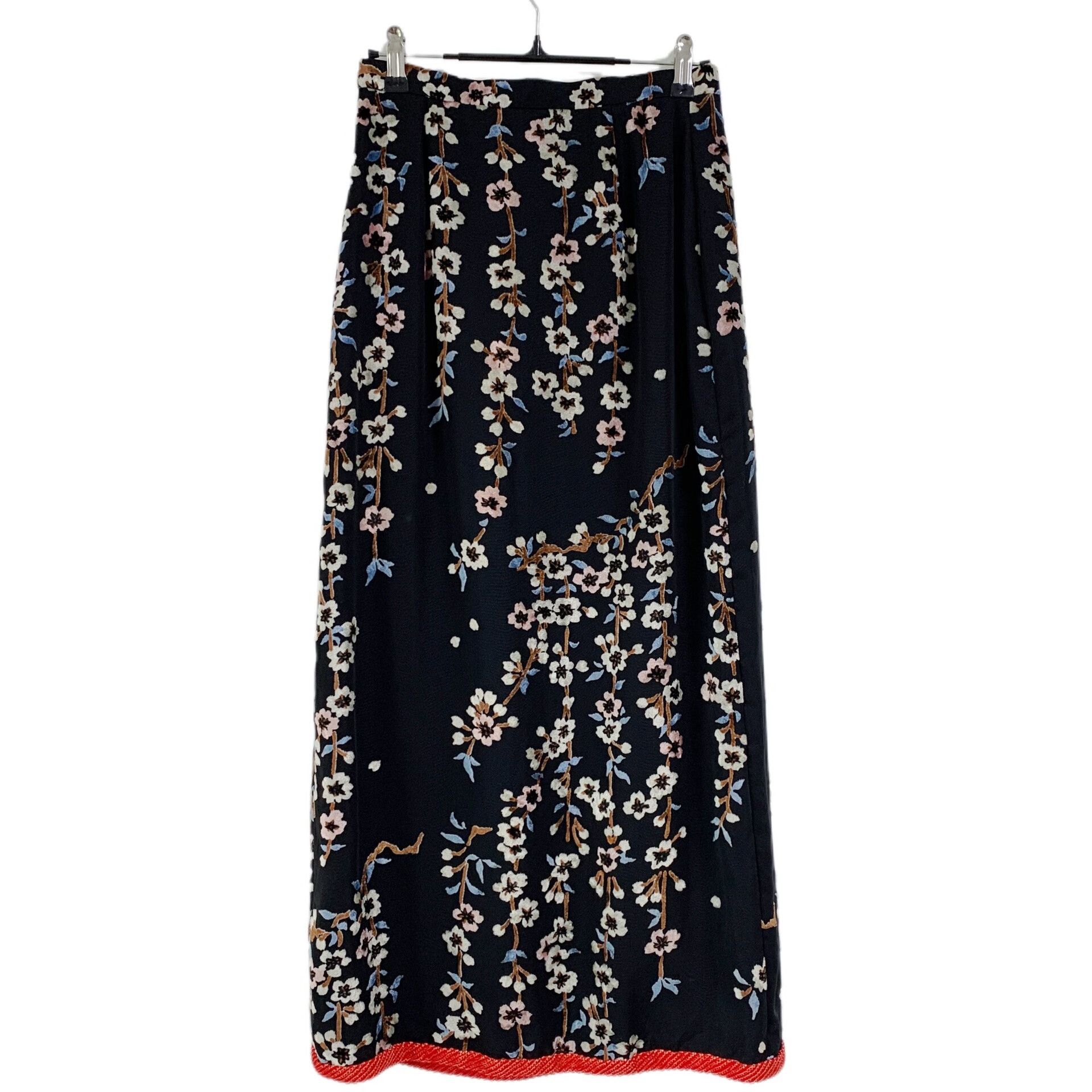 KEITAMARUYAMA Embroidered Floral Velvet Midi Skirt Size 28" / US 6 / IT 42 - 2 Thumbnail
