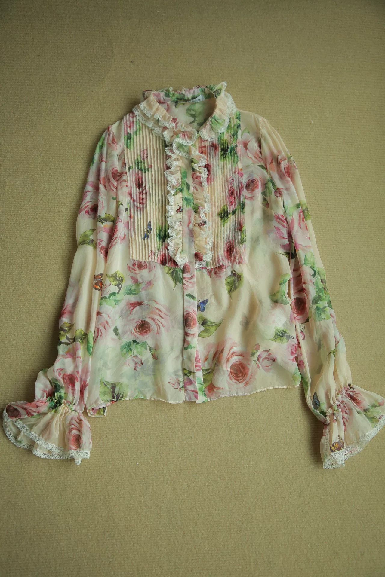 DGK Italian Silk Floral Blouse Size M / US 6-8 / IT 42-44 - 7 Thumbnail