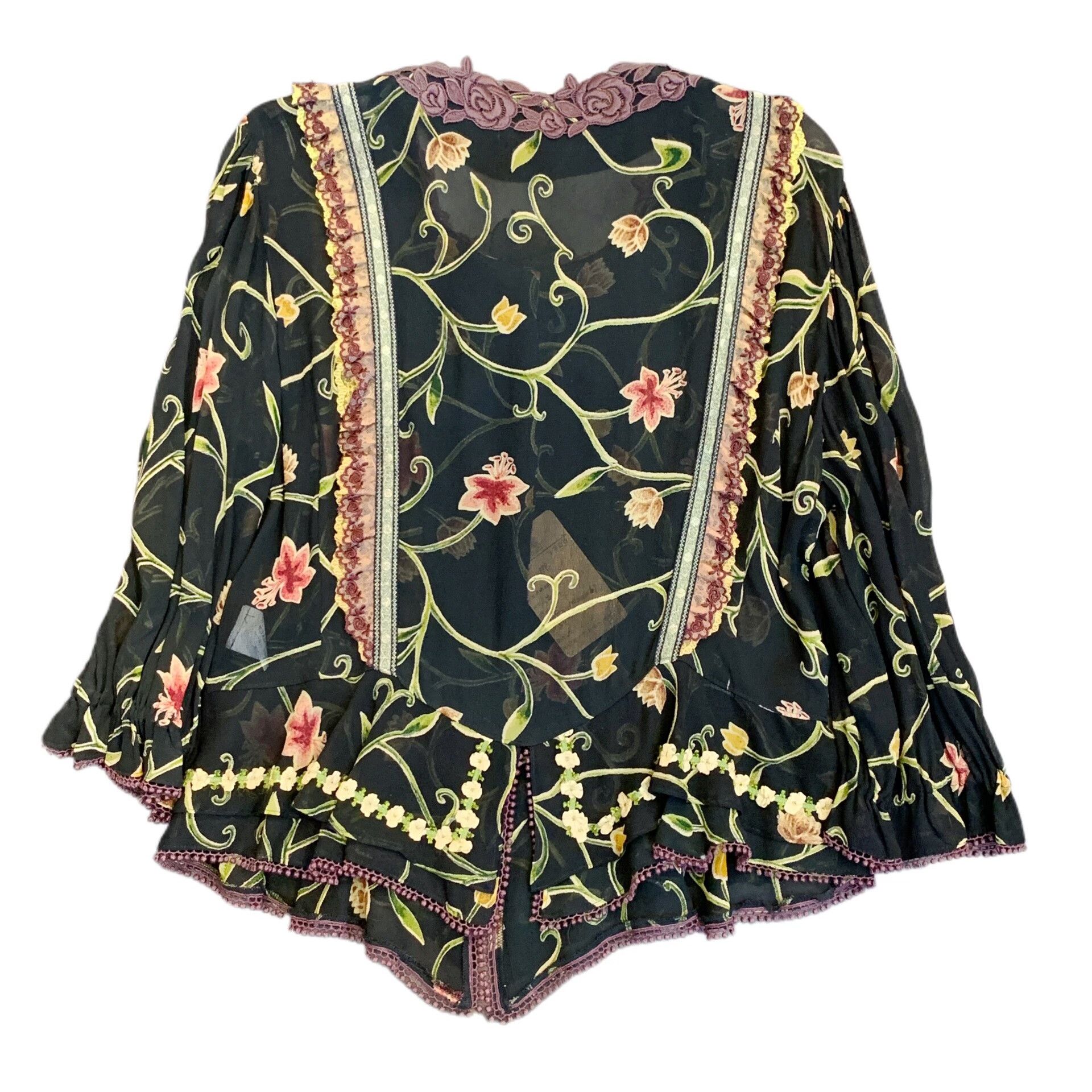 Mademoiselle Non Non Floral Embroidered Lace Blouse Shirt Size S / US 4 / IT 40 - 2 Thumbnail