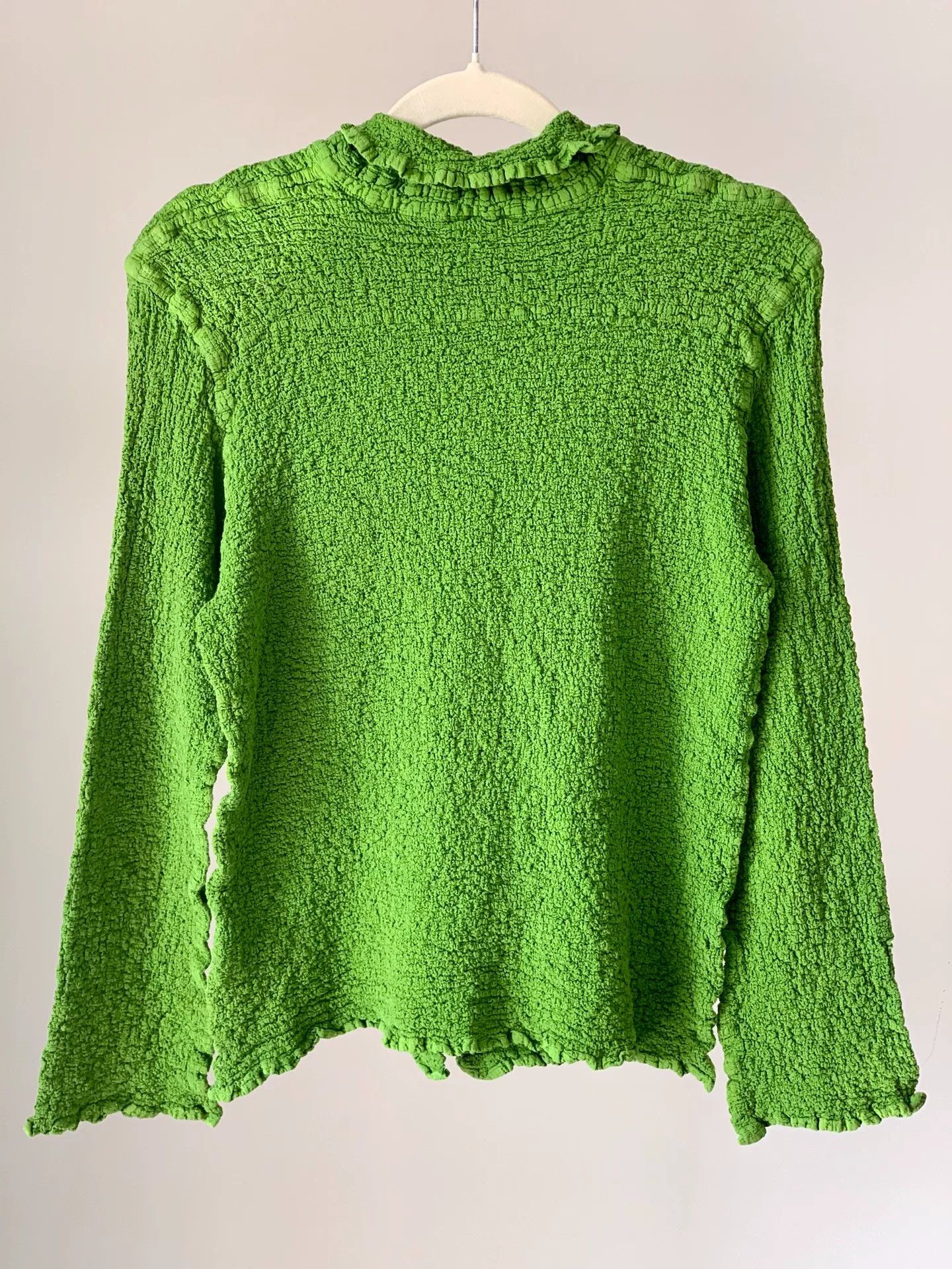 Issey Miyake Issey Miyake Me Green Ruffled Shirt Size S / US 4 / IT 40 - 2 Thumbnail