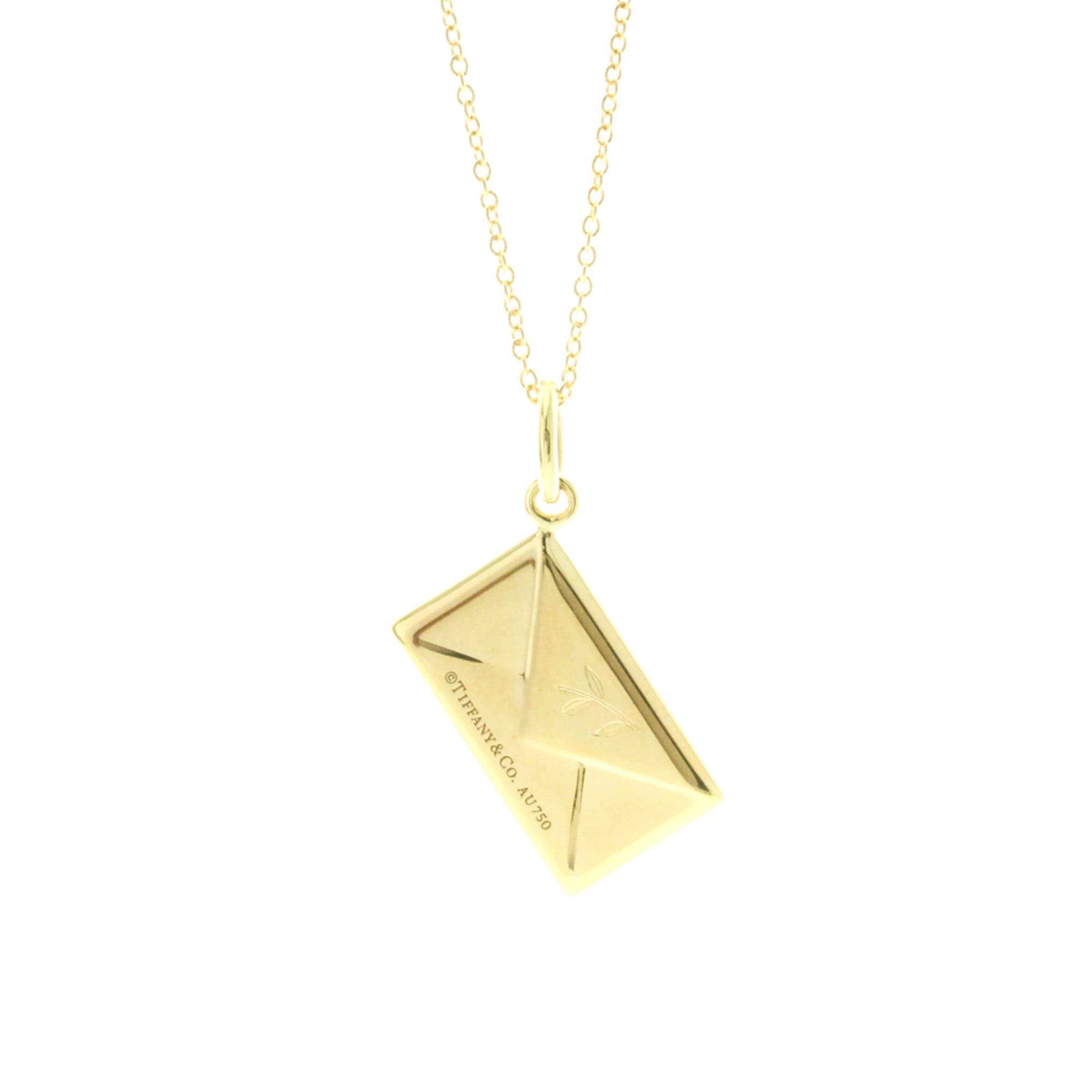 Tiffany & Co. Tiffany Letter Envelope Necklace Yellow Gold (18K) Diamond Men,Women Fashion Pendant Necklace (Gold) Size ONE SIZE - 2 Thumbnail