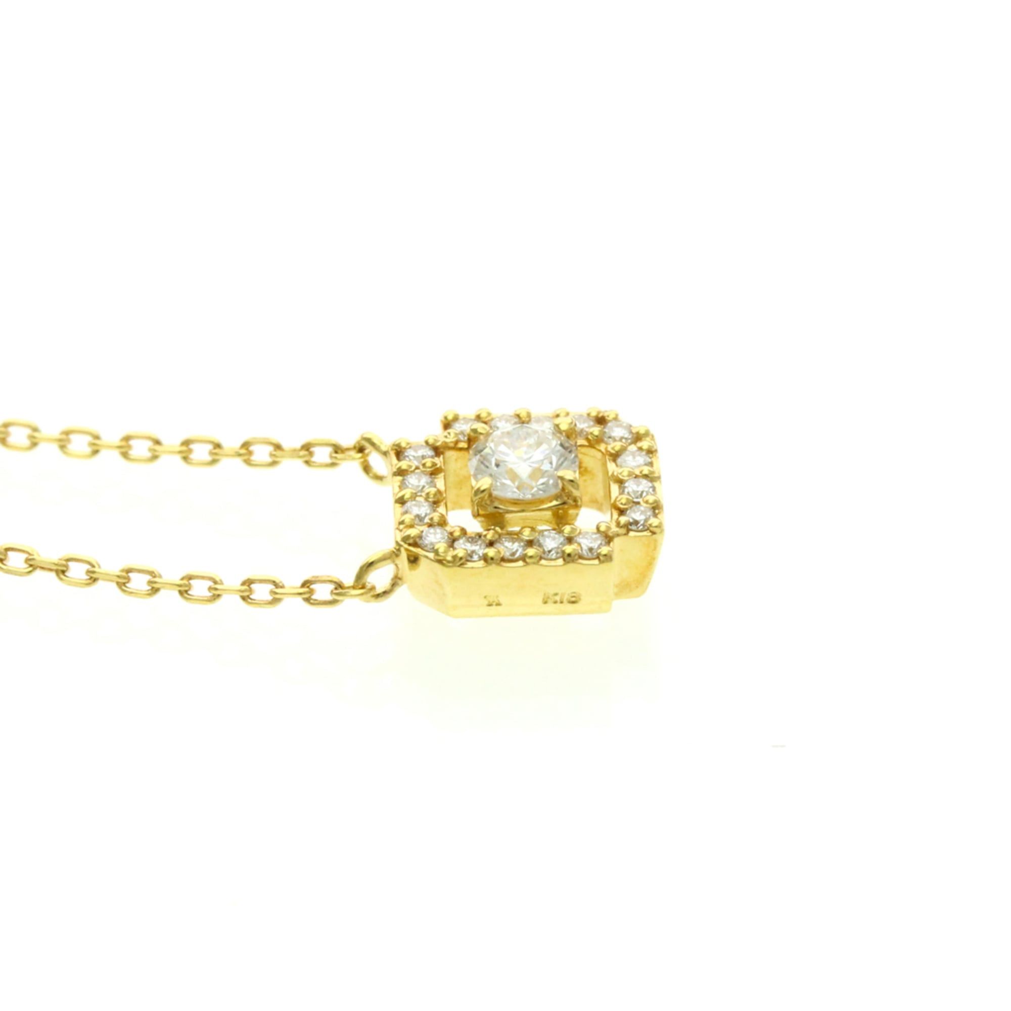 Other Vendome Aoyama Diamond Square Necklace Yellow Gold (18K) Diamond Men,Women Fashion Pendant Necklace (Gold) Size ONE SIZE - 4 Thumbnail