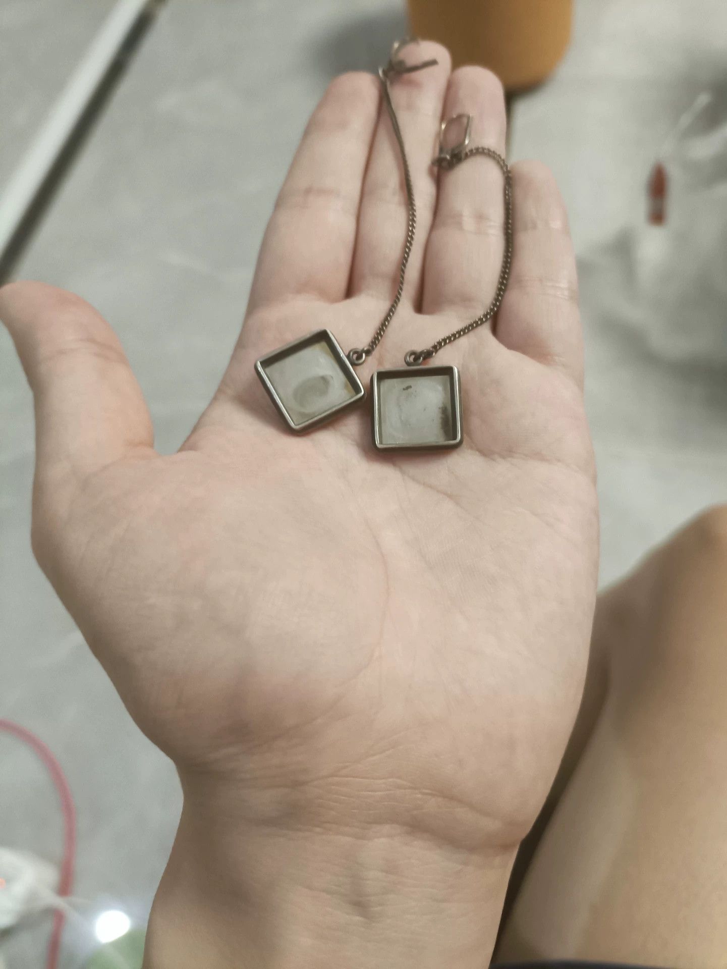 Ann Demeulemeester Ann Demeulemeester Silver Square Earrings Size ONE SIZE - 3 Thumbnail