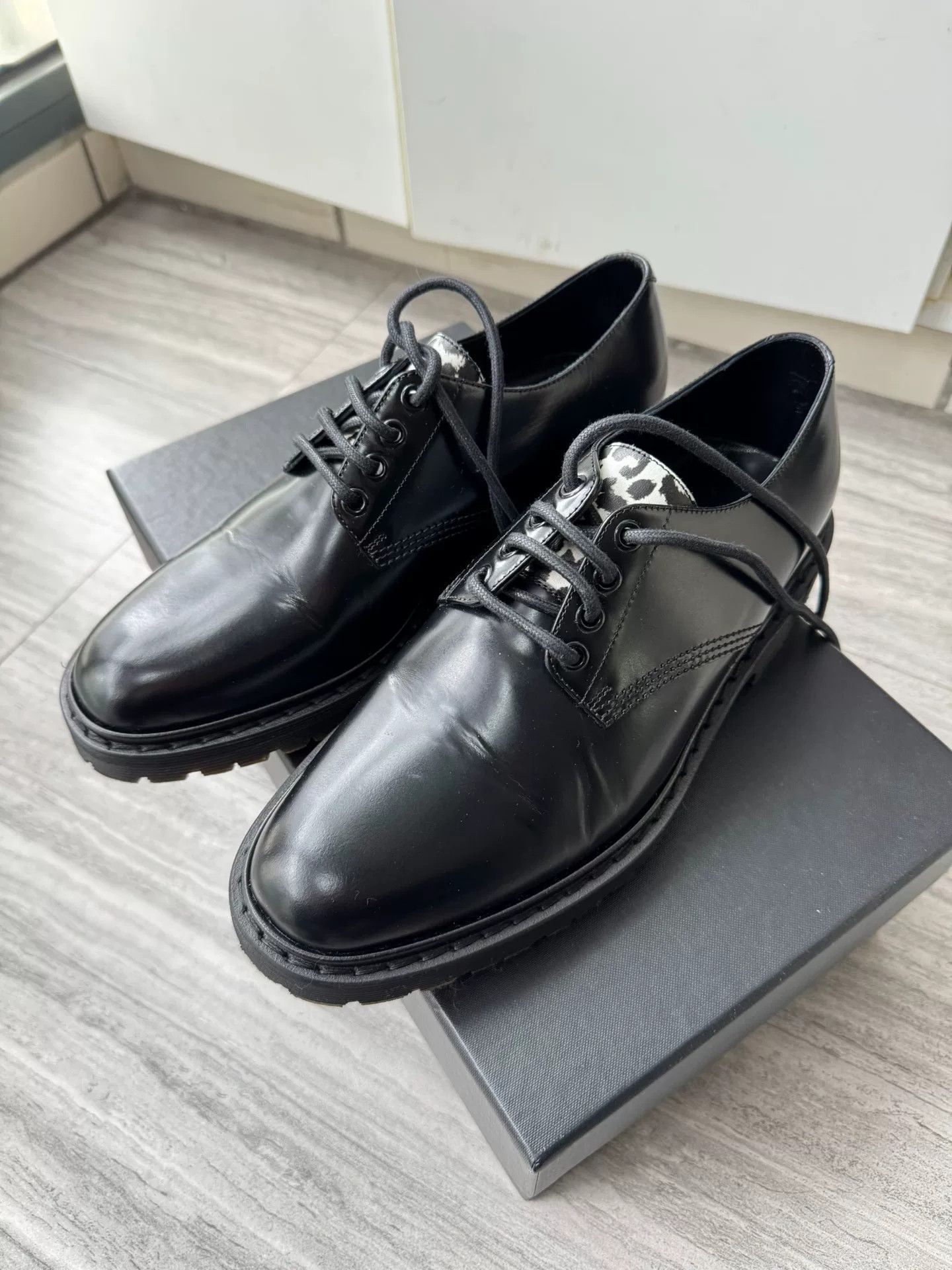 Saint Laurent Paris Saint Laurent Leopard Tongue Leather Shoes Size US 7 / EU 40 - 2 Thumbnail