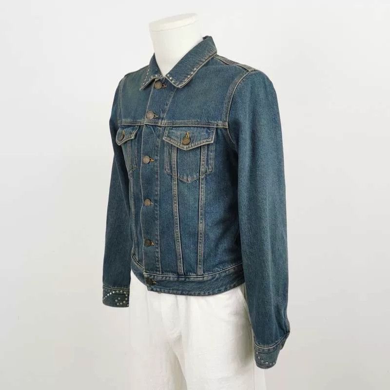 Saint Laurent Paris Saint Laurent SLP 15SS Runway Blue Studded Denim Jacket Size US XS / EU 42 / 0 - 5 Thumbnail