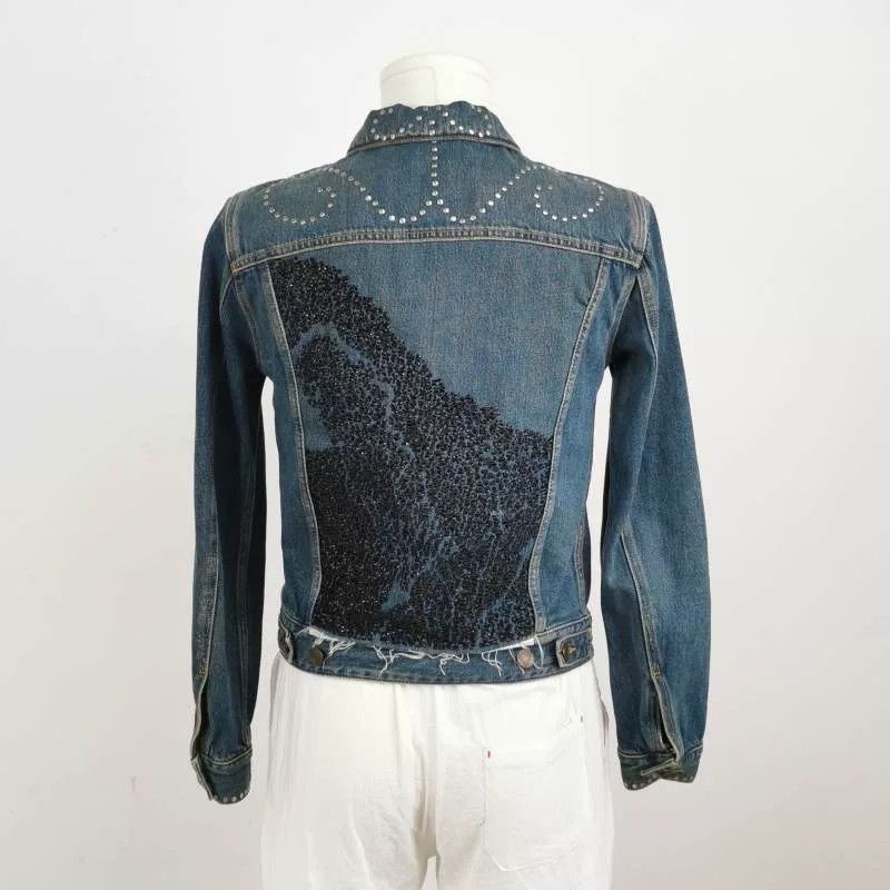 Saint Laurent Paris Saint Laurent SLP 15SS Runway Blue Studded Denim Jacket Size US XS / EU 42 / 0 - 6 Thumbnail