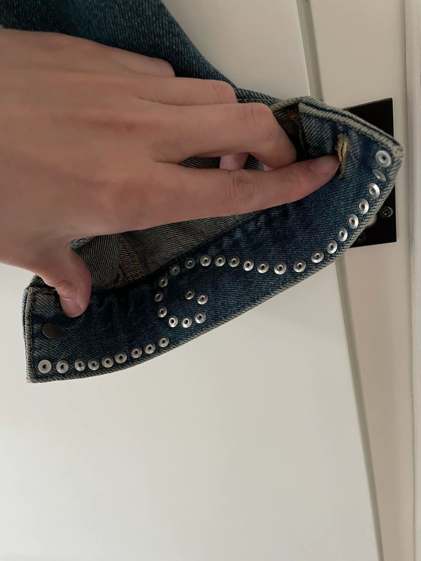 Saint Laurent Paris Saint Laurent SLP 15SS Runway Blue Studded Denim Jacket Size US XS / EU 42 / 0 - 3 Thumbnail
