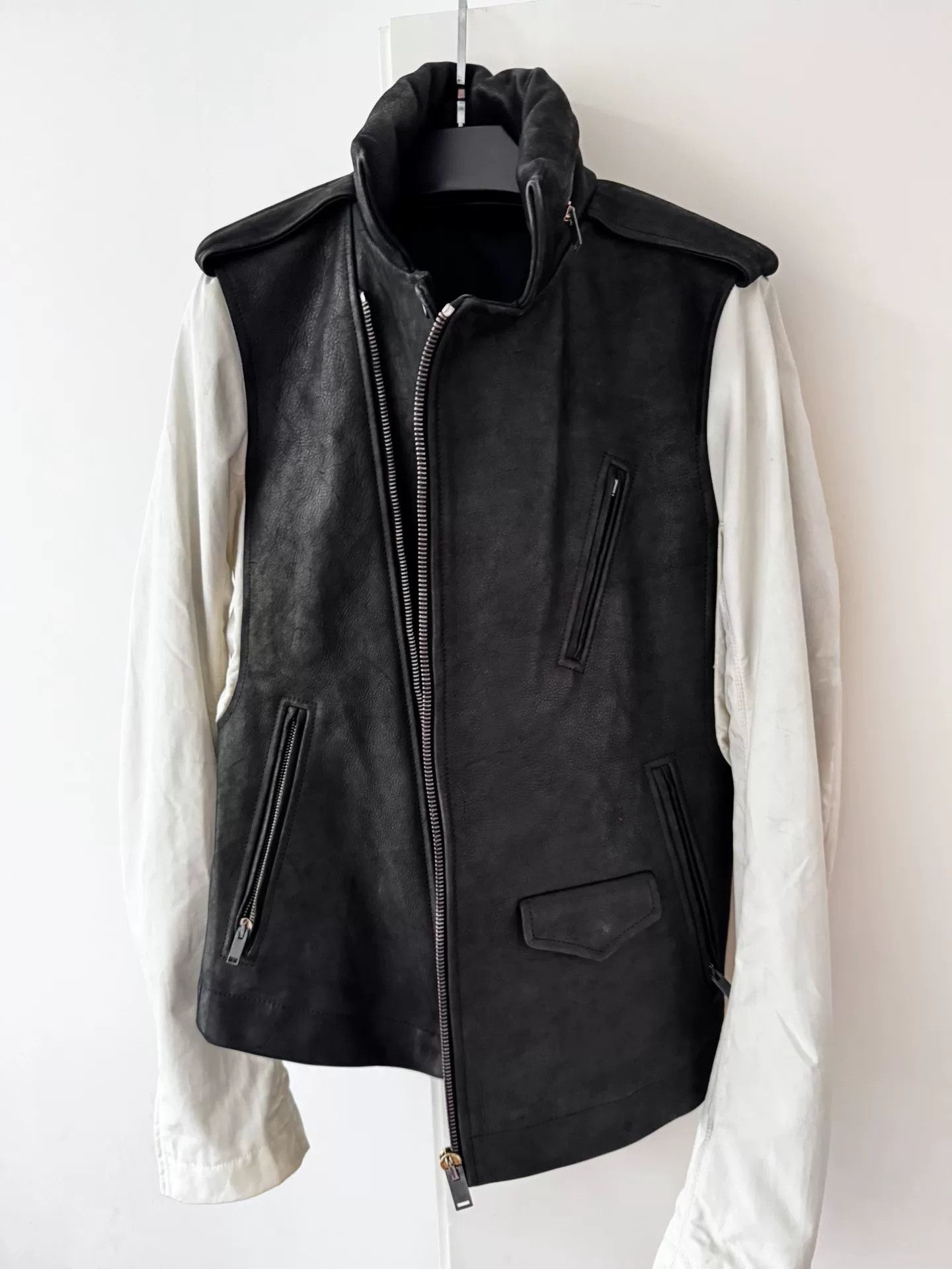 Rick Owens Rick Owens Spliced Sleeve Leather Jacket Size US S / EU 44-46 / 1 - 5 Thumbnail