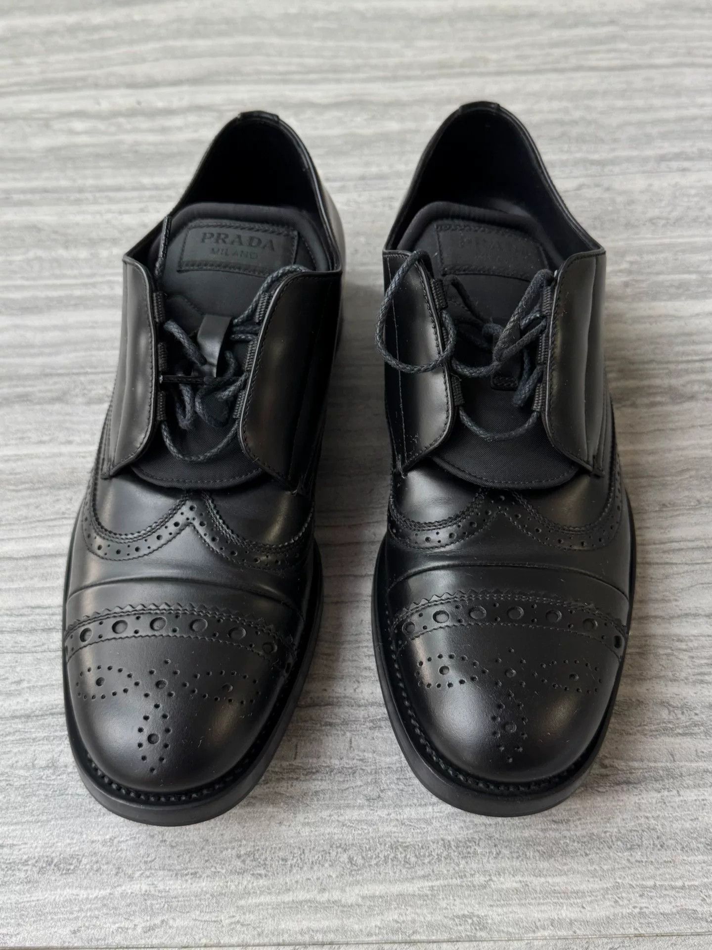Prada Prada Men's Black Brogue Leather Shoes Size US 7 / EU 40 - 5 Thumbnail