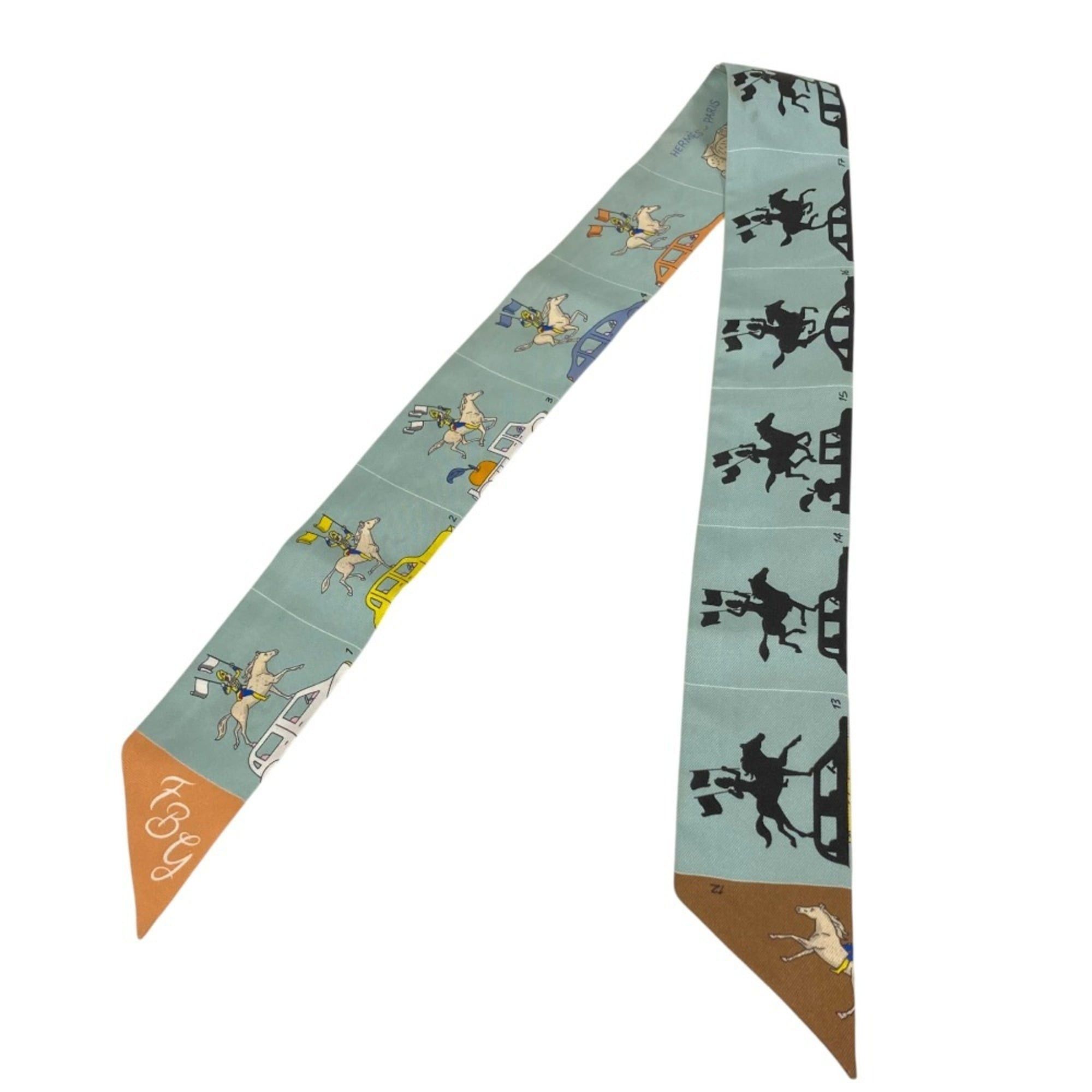 Hermes Hermes Parade Twilly Silk Scarf, Light Blue, Women's, Lux, Pre-owned Brands Size ONE SIZE - 2 Thumbnail