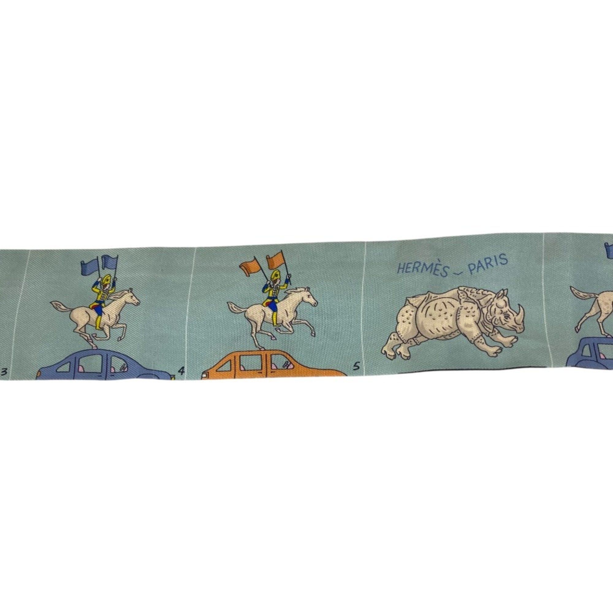 Hermes Hermes Parade Twilly Silk Scarf, Light Blue, Women's, Lux, Pre-owned Brands Size ONE SIZE - 3 Thumbnail