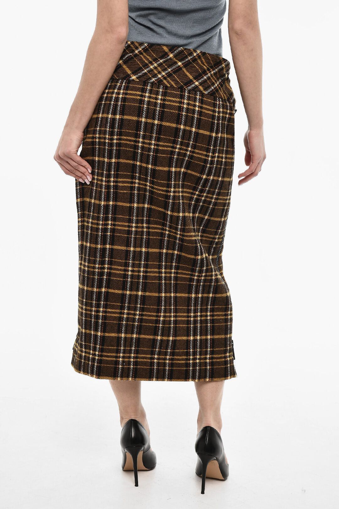 Dsquared2 Longuette Wool Skirt with Tartan Pattern and Side Zips Size XS / US 0-2 / IT 36-38 - 2 Thumbnail