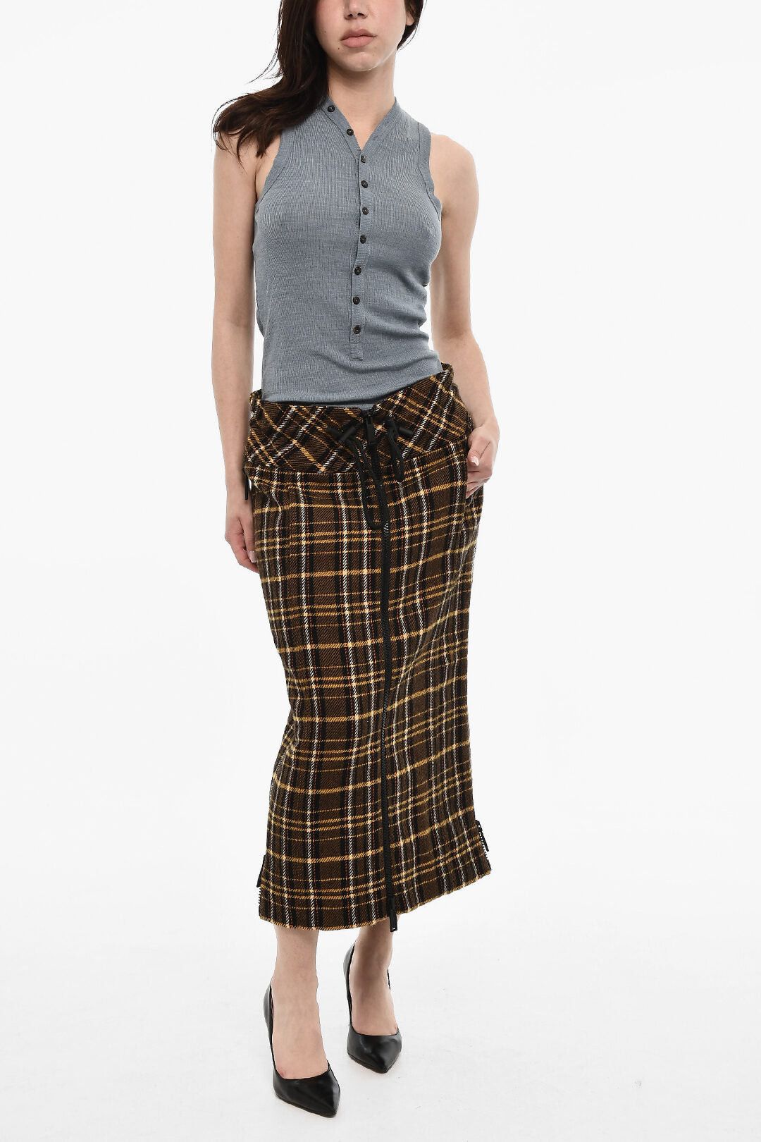 Dsquared2 Longuette Wool Skirt with Tartan Pattern and Side Zips Size XS / US 0-2 / IT 36-38 - 4 Thumbnail