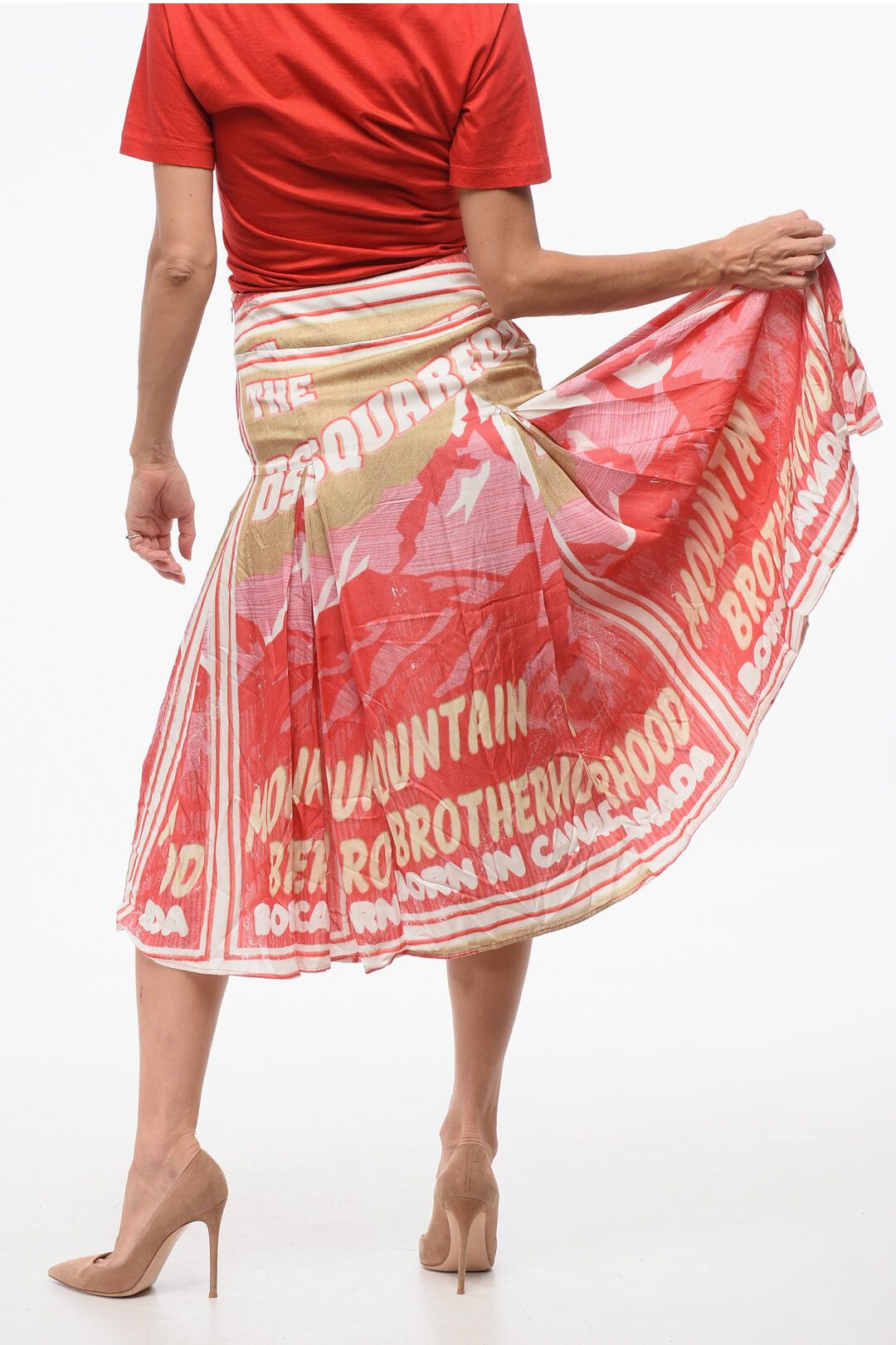 Dsquared2 Pleated Flared Skirt with Logo Print Size 26" / US 2 / IT 38 - 2 Thumbnail