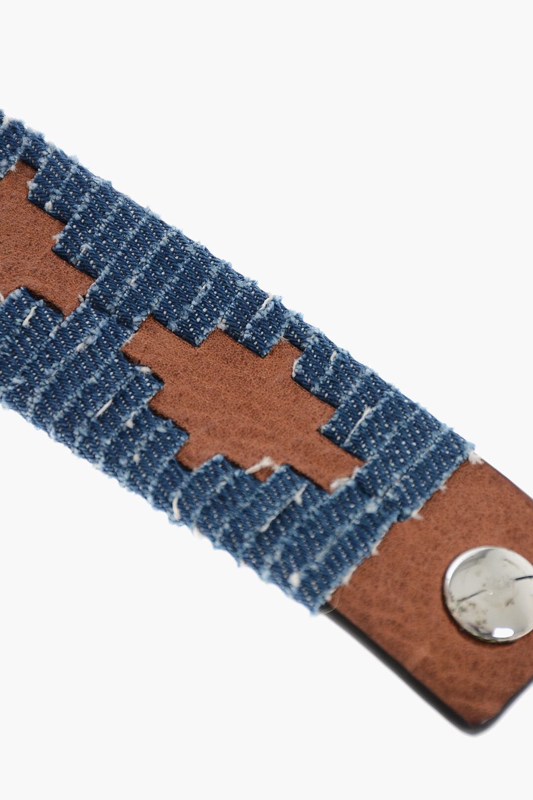 Dsquared2 Denim And Leather Bracelet with Button Closure Size ONE SIZE - 3 Thumbnail