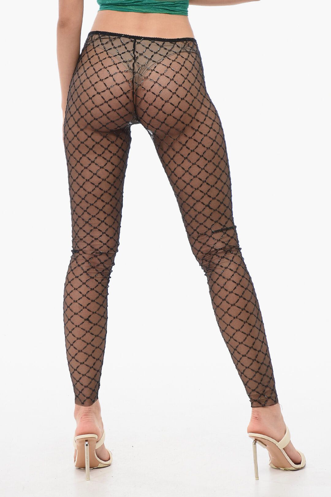 Dsquared2 Sequin-Embroidered Mesh Tights Size ONE SIZE - 2 Thumbnail
