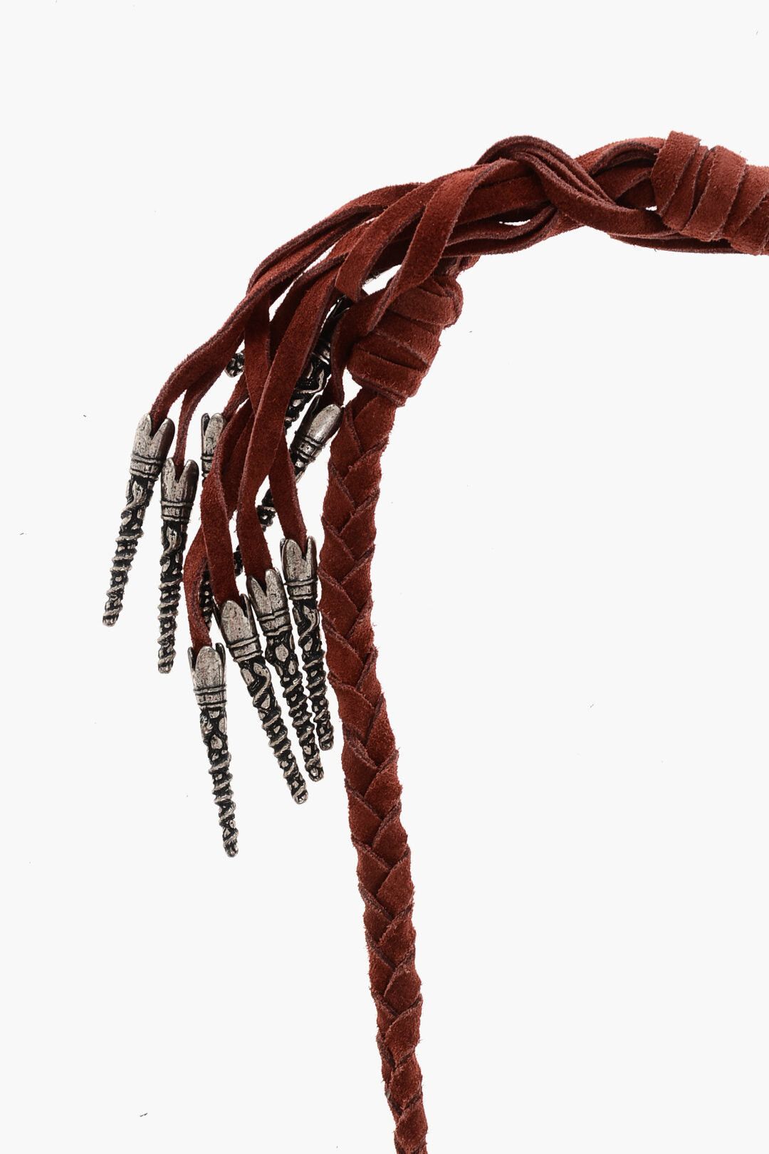 Dsquared2 Braided Suede Necklace with Fringes and Metal Details Size ONE SIZE - 2 Thumbnail