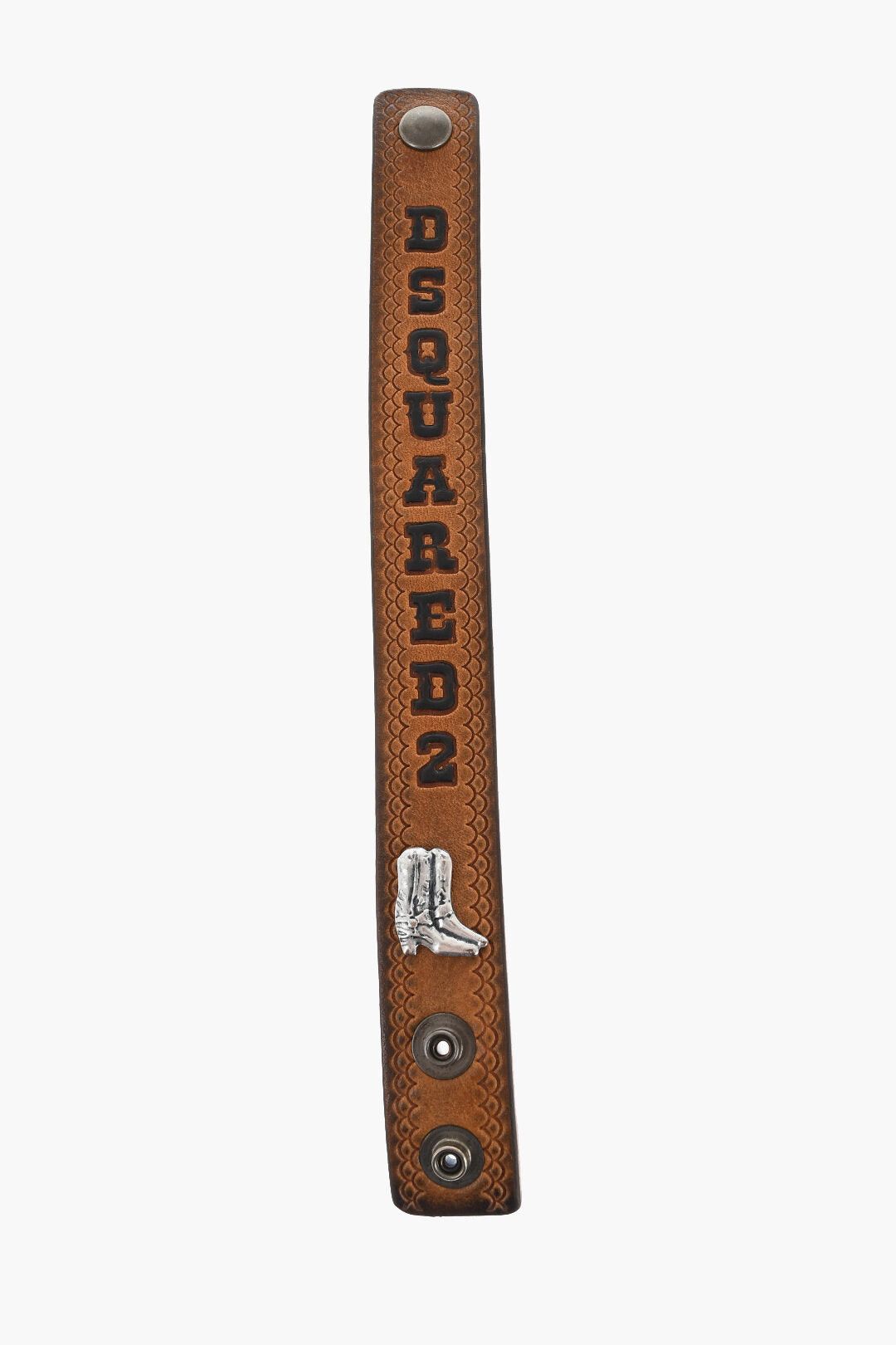Dsquared2 Leather Bracelet with Silver-Tone Detail Size ONE SIZE - 3 Thumbnail