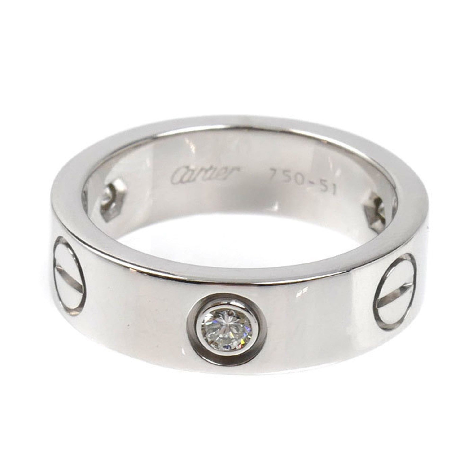 Cartier Cartier 18KWG White Gold Love Half Diamond Ring with Diamonds, 1.51ct, 8.6g, Women's Size ONE SIZE - 3 Thumbnail