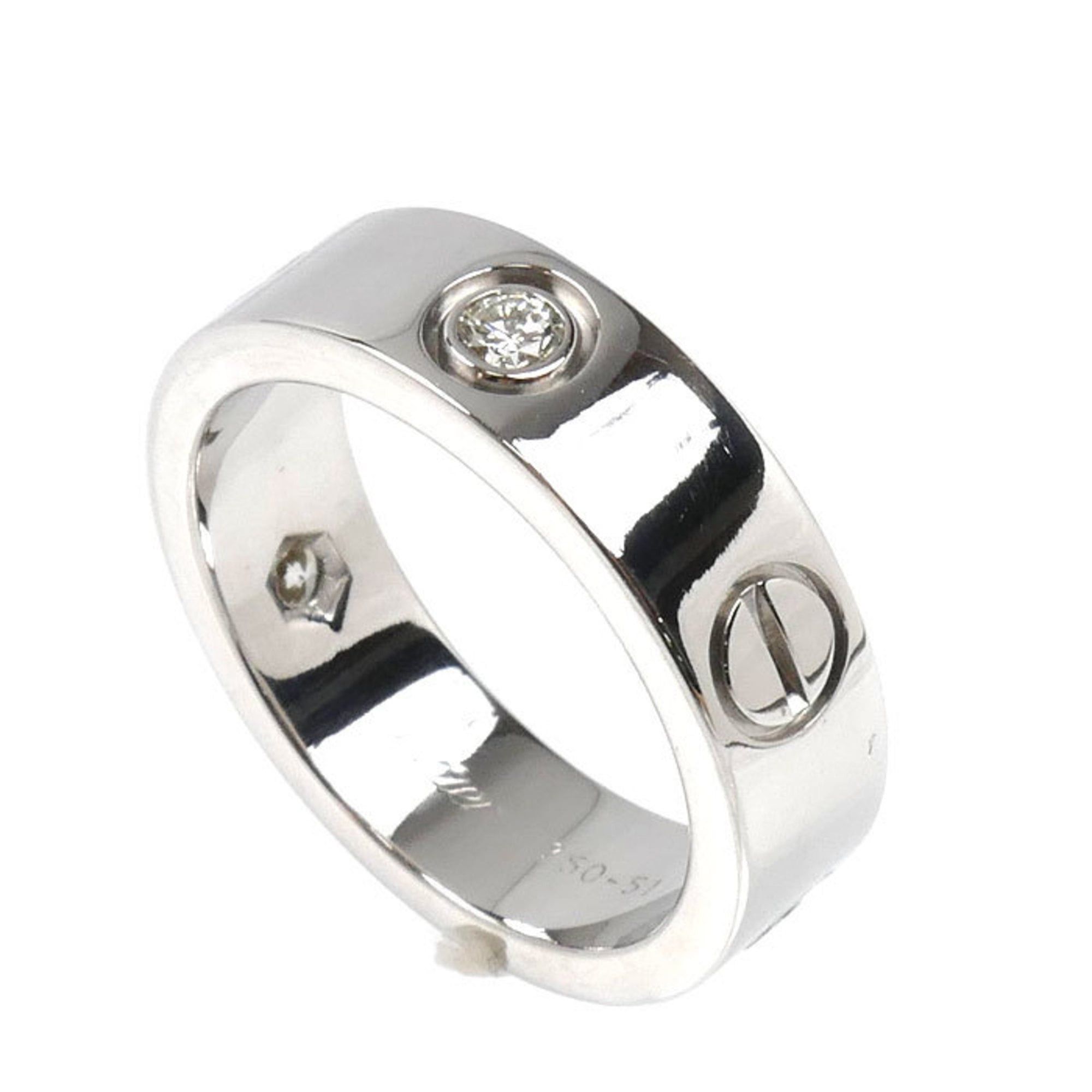 Cartier Cartier 18KWG White Gold Love Half Diamond Ring with Diamonds, 1.51ct, 8.6g, Women's Size ONE SIZE - 2 Thumbnail