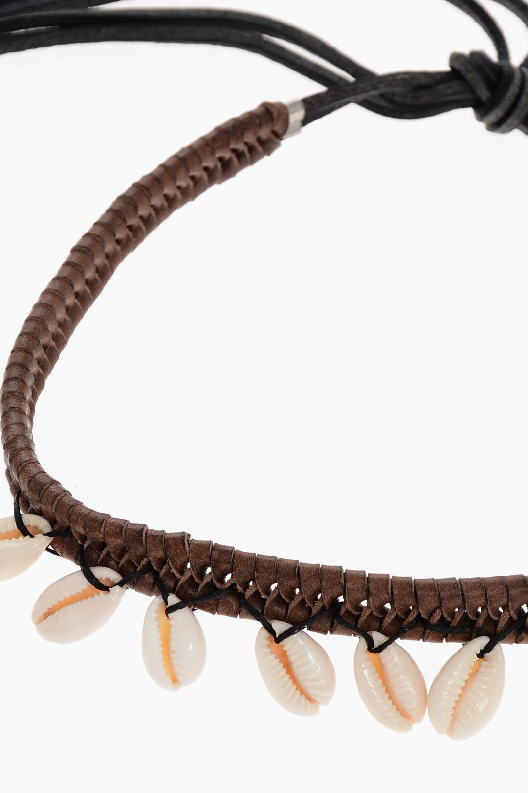 Dsquared2 Braided Leather Necklace ALOHA SPRINT embellished with Shells Size ONE SIZE - 2 Thumbnail