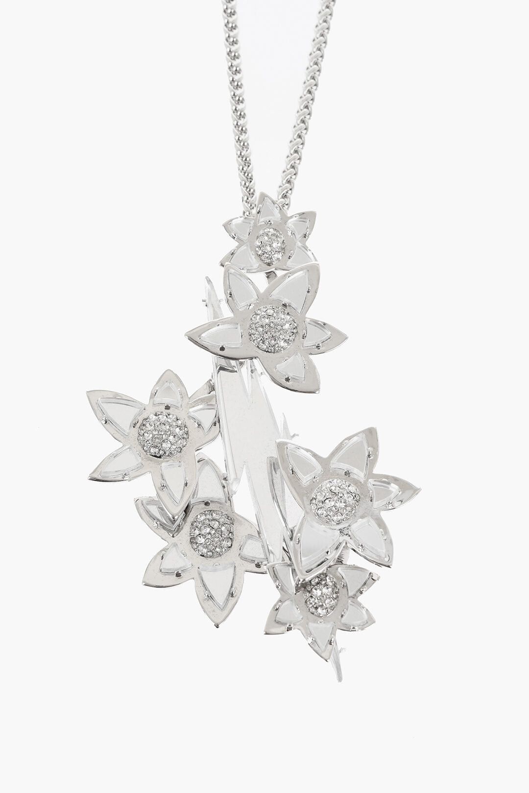 Dsquared2 Metal Necklace with Floral-Design Pendant Embellished with Strass Size ONE SIZE - 2 Thumbnail