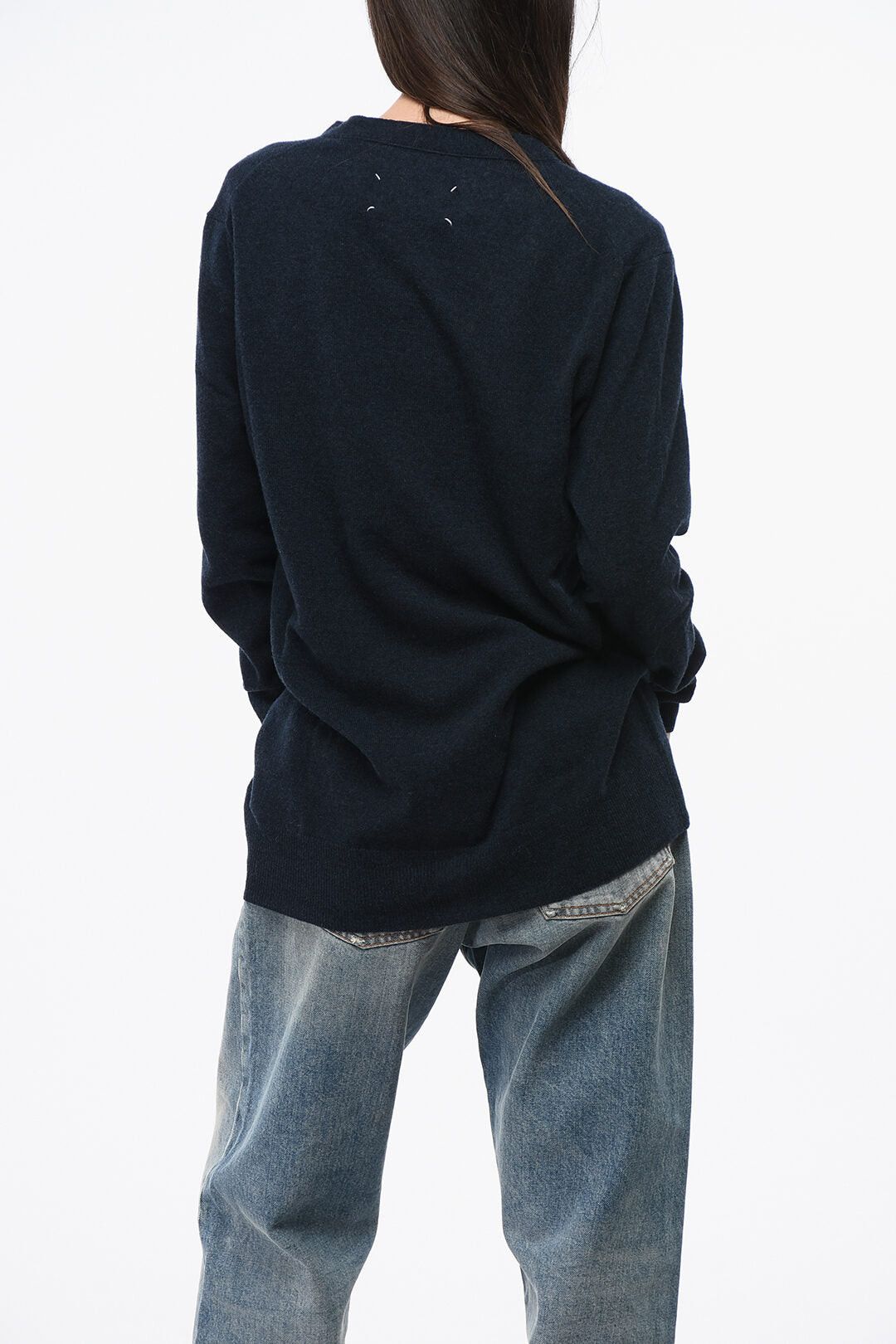 Maison Margiela V-Neck Wool and Nylon Cardigan in Solid Color Size L / US 10 / IT 46 - 2 Thumbnail