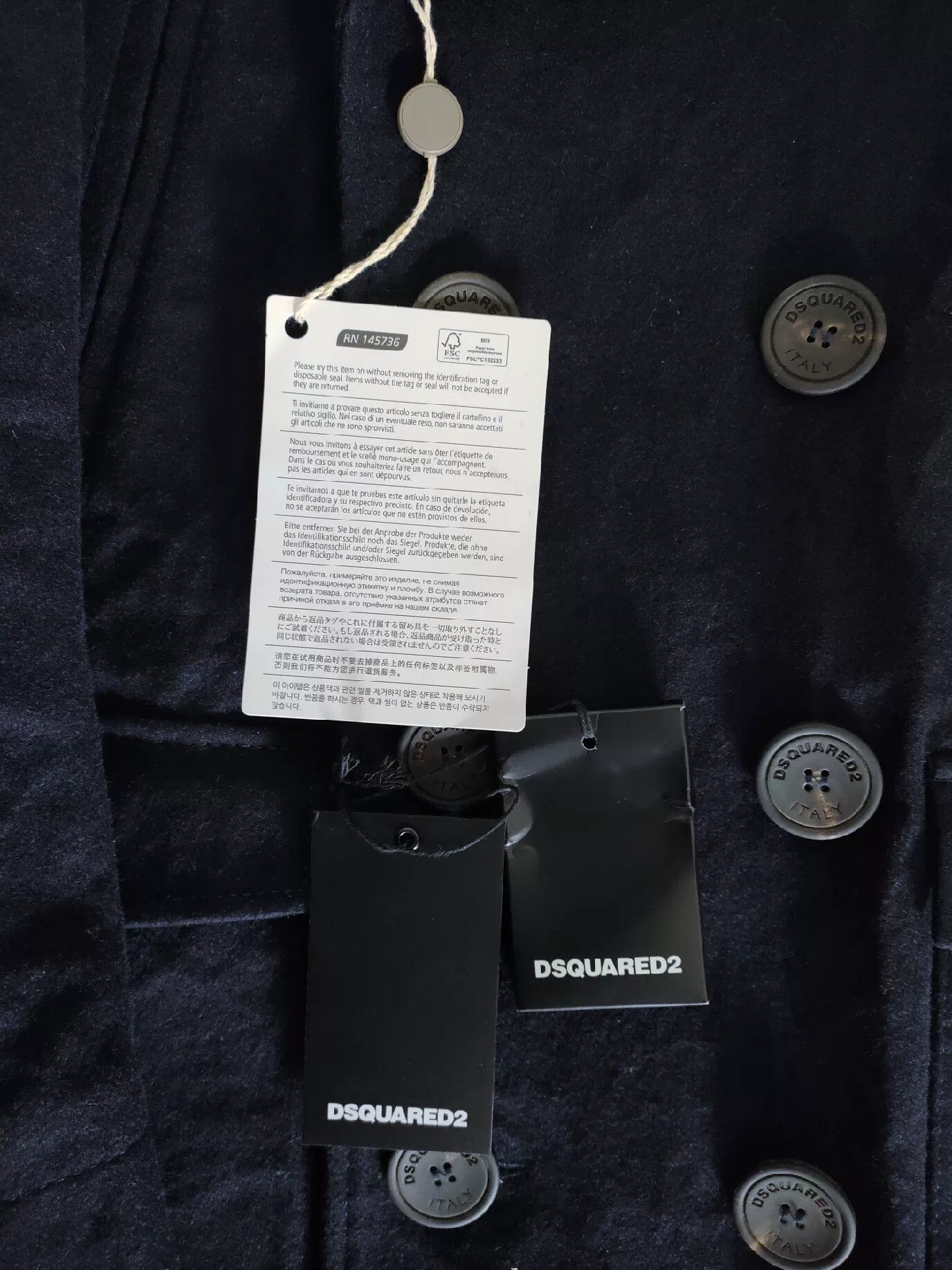 Dsquared2 DSQUARED2 Men's Wool Double-Breasted Coat Size US M / EU 48-50 / 2 - 4 Thumbnail