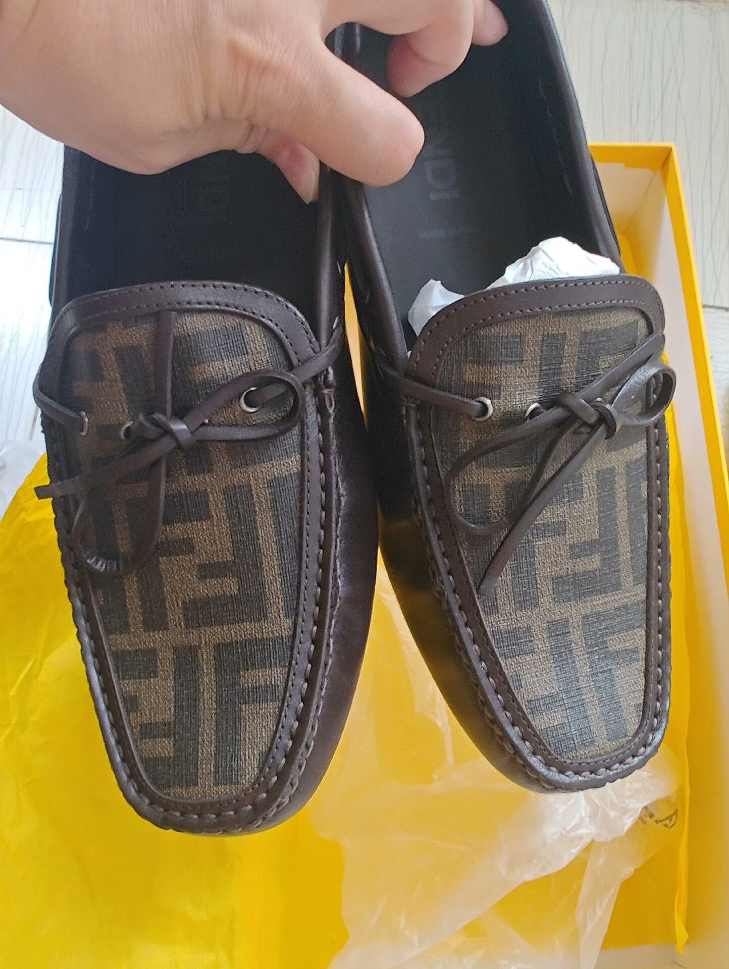 Fendi FENDI FF Logo Brown Leather Loafers Size US 6.5 / EU 39-40 - 4 Thumbnail