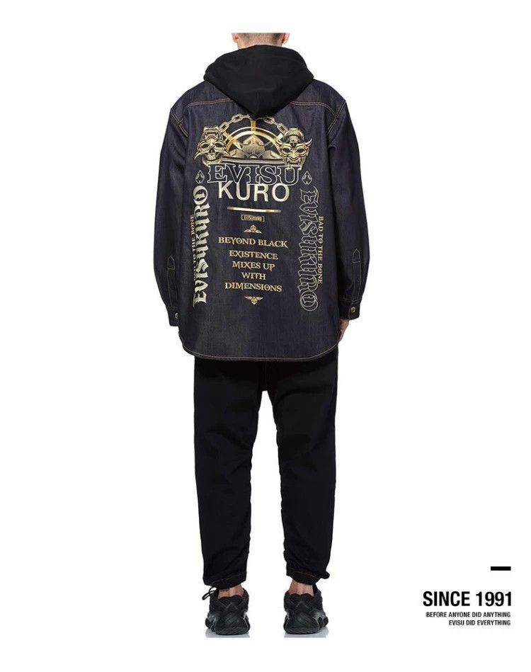 Evisu EVISU Men's Skull Logo Embroidered Denim Coat Size US M / EU 48-50 / 2 - 3 Thumbnail