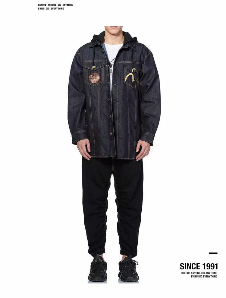 Evisu EVISU Men's Skull Logo Embroidered Denim Coat Size US M / EU 48-50 / 2 - 6 Thumbnail