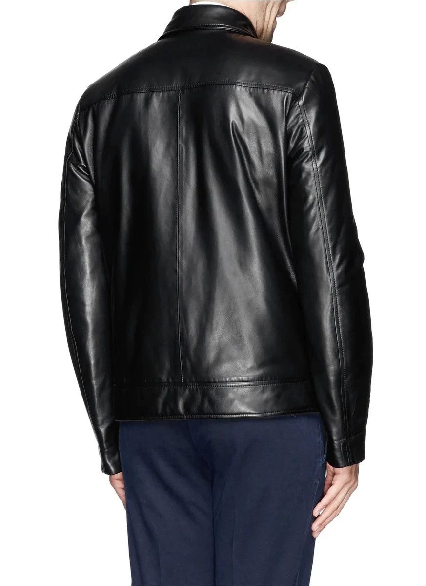 Canali CANALI Double-Sided Leather Down Jacket Size US M / EU 48-50 / 2 - 6 Thumbnail