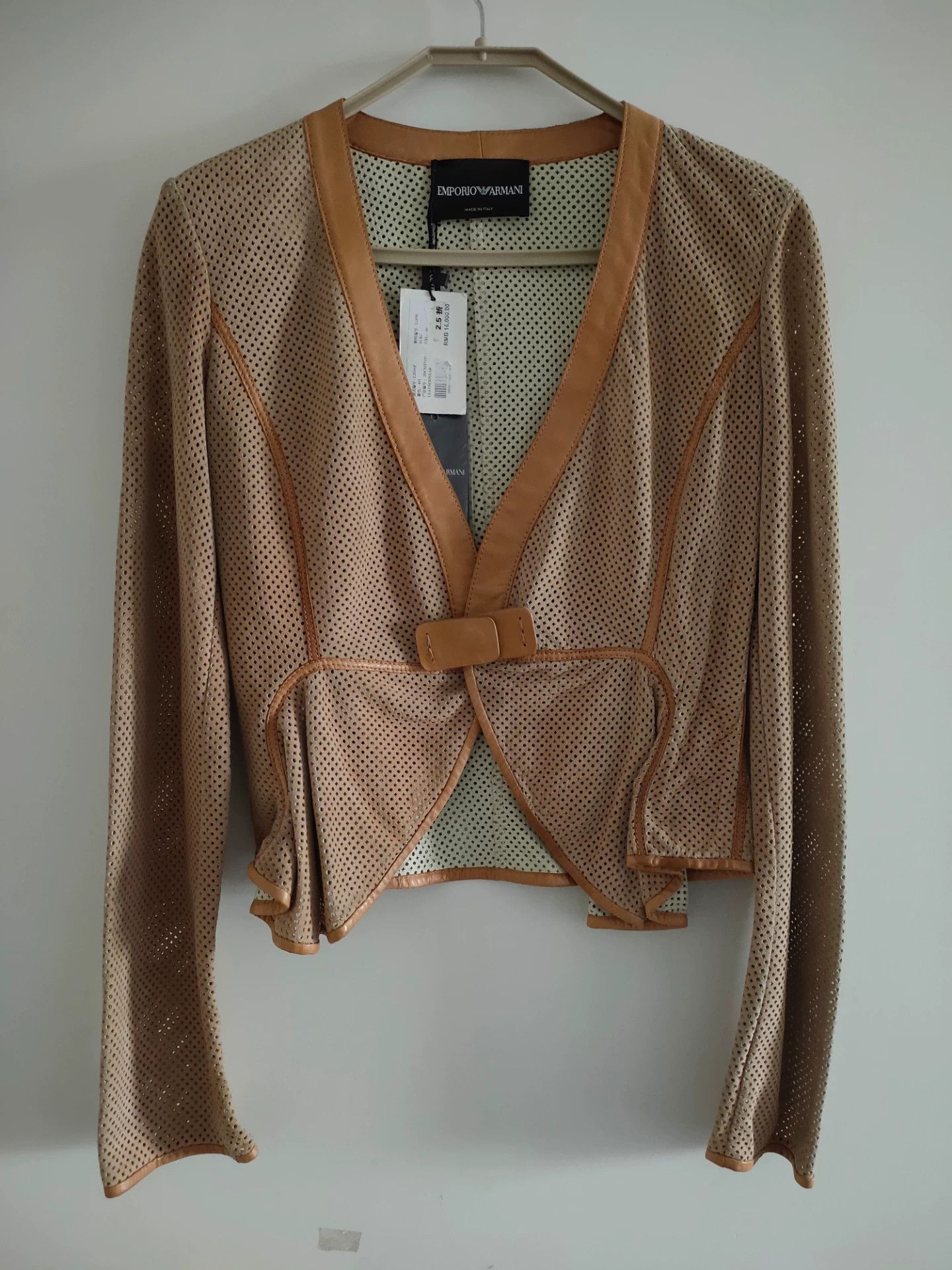 Emporio Armani Emporio Armani Women's Perforated Leather Jacket Size S / US 4 / IT 40 - 2 Thumbnail