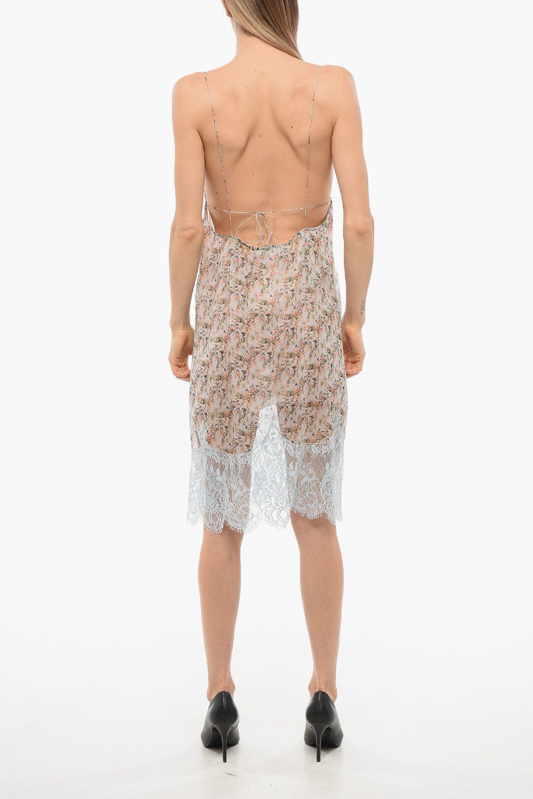 Dsquared2 Floral Silk Chiffon Slip Dress with Lace Details Size S / US 4 / IT 40 - 2 Thumbnail
