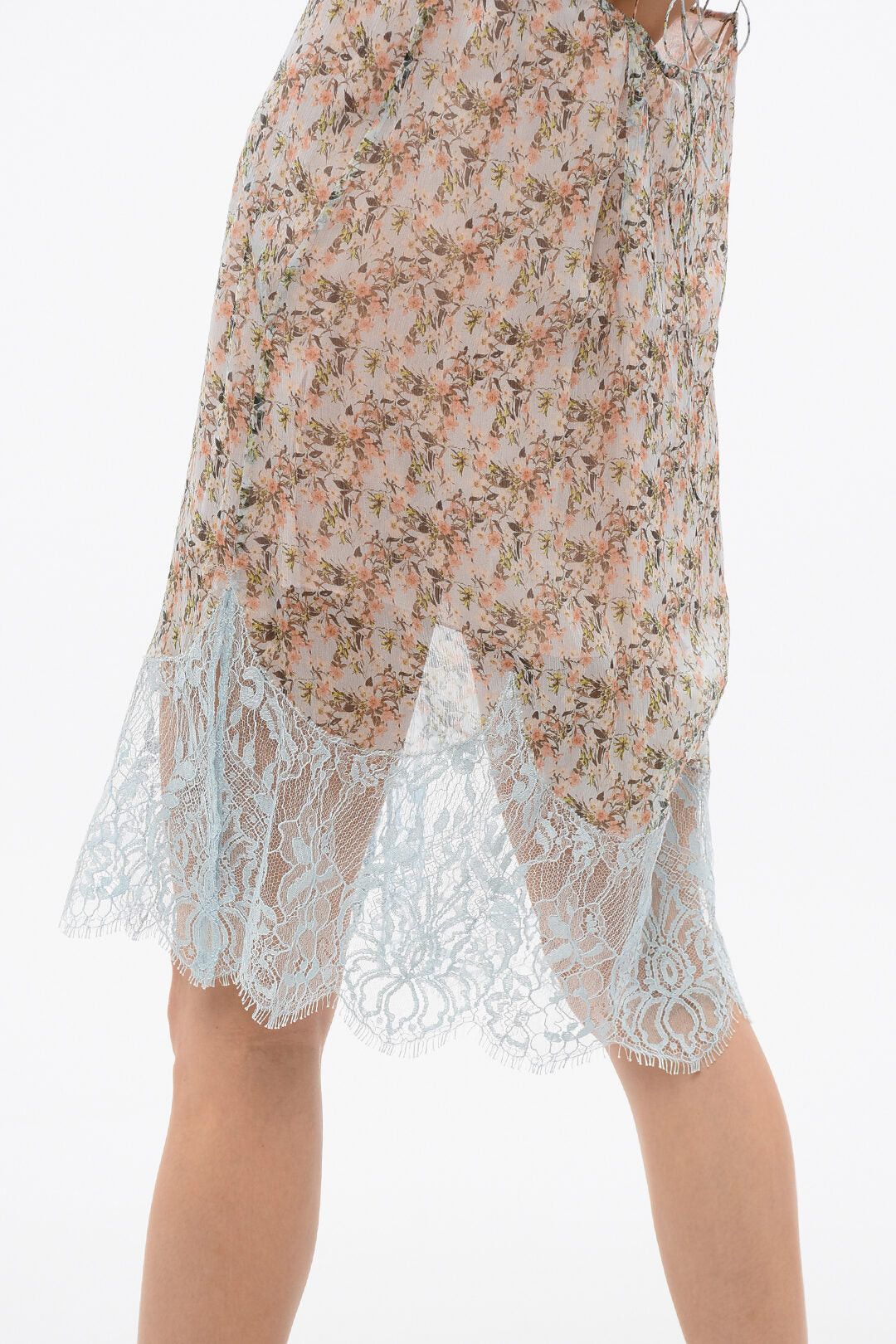 Dsquared2 Floral Silk Chiffon Slip Dress with Lace Details Size XS / US 0-2 / IT 36-38 - 3 Thumbnail