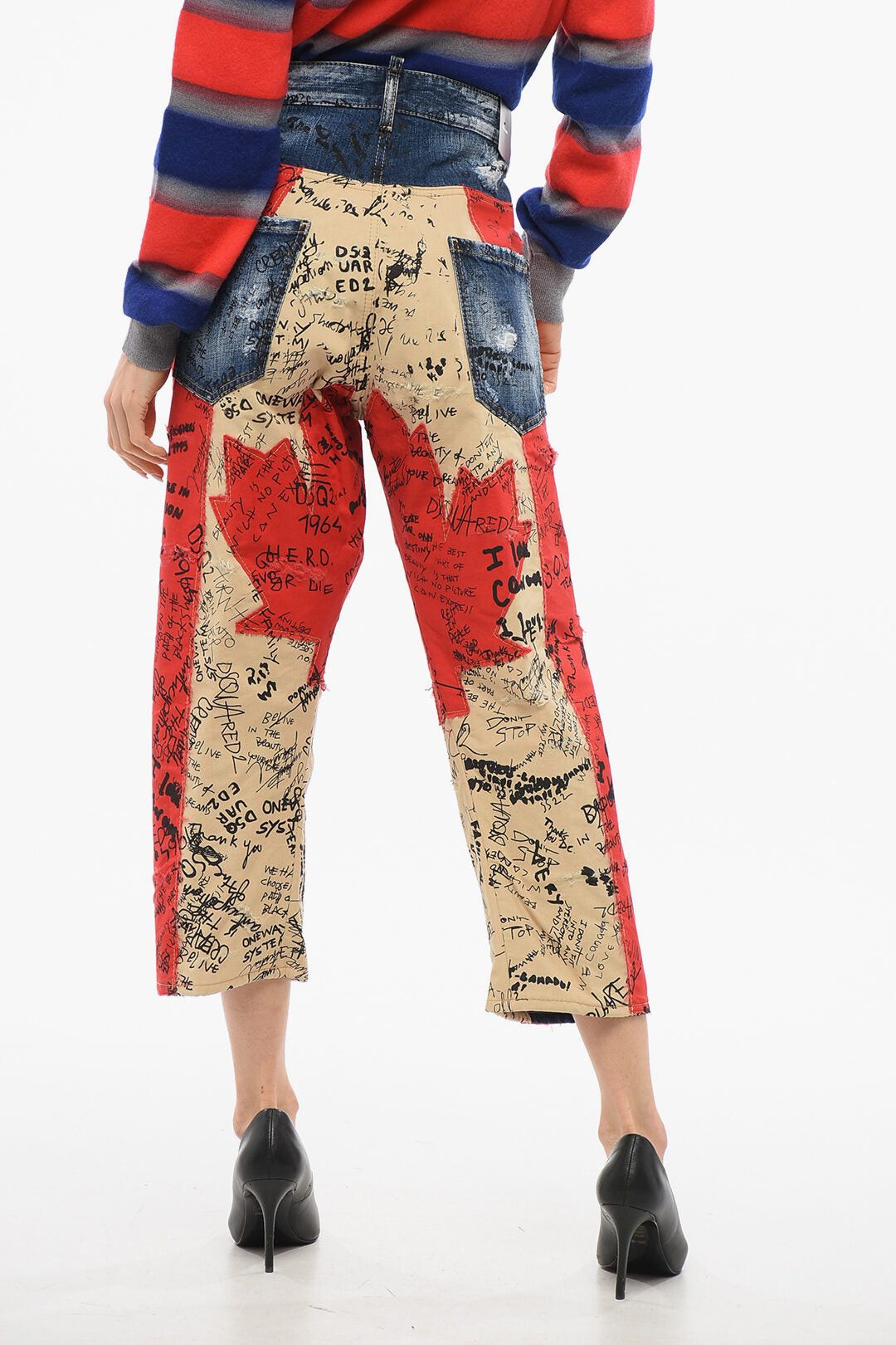Dsquared2 Kawaii Fit Denim Patchwork Jeans 21cm Size 32" / US 10 / IT 46 - 4 Thumbnail