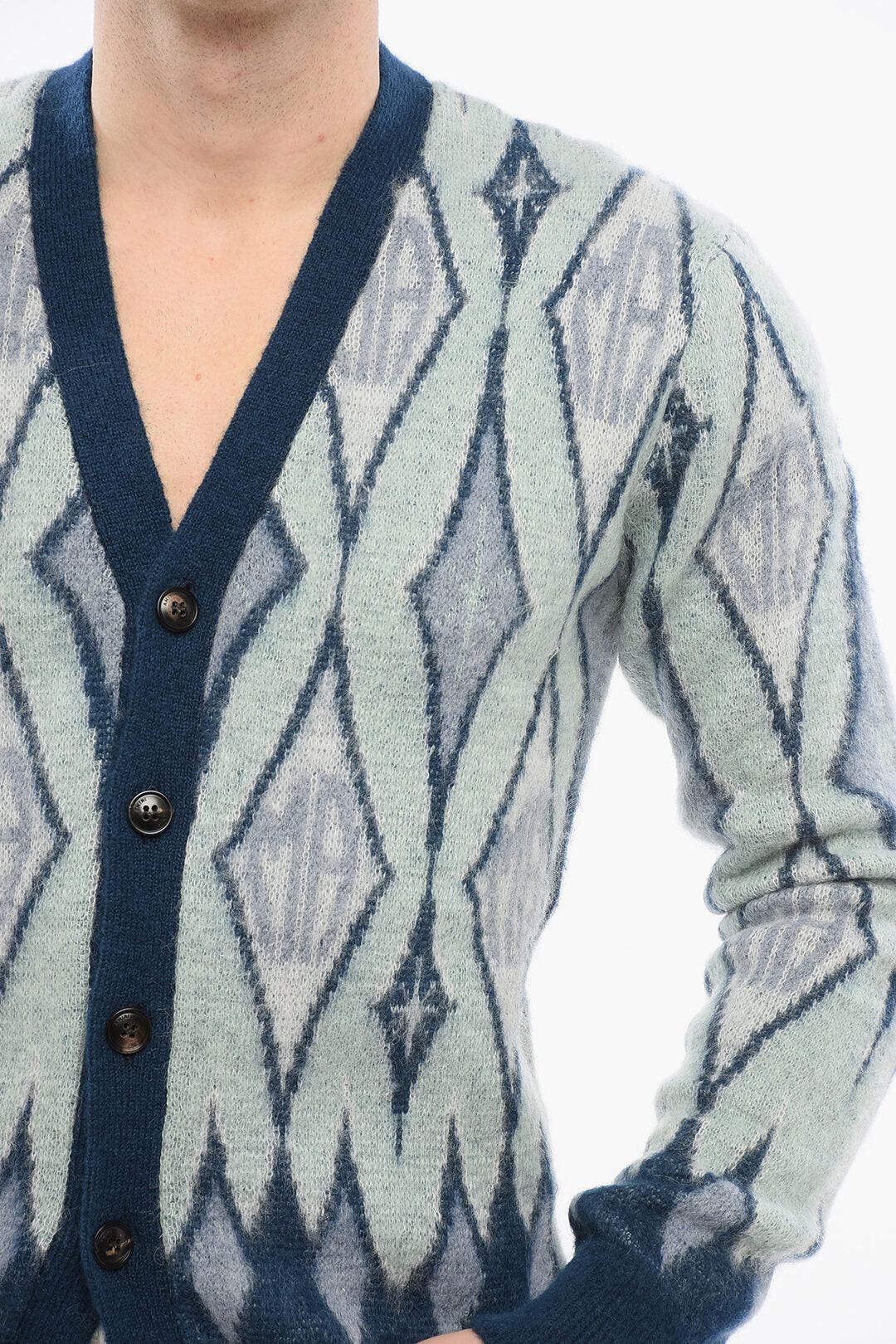 Amiri Mohair-Blend Cardigan with Diamond Pattern Size US M / EU 48-50 / 2 - 3 Thumbnail