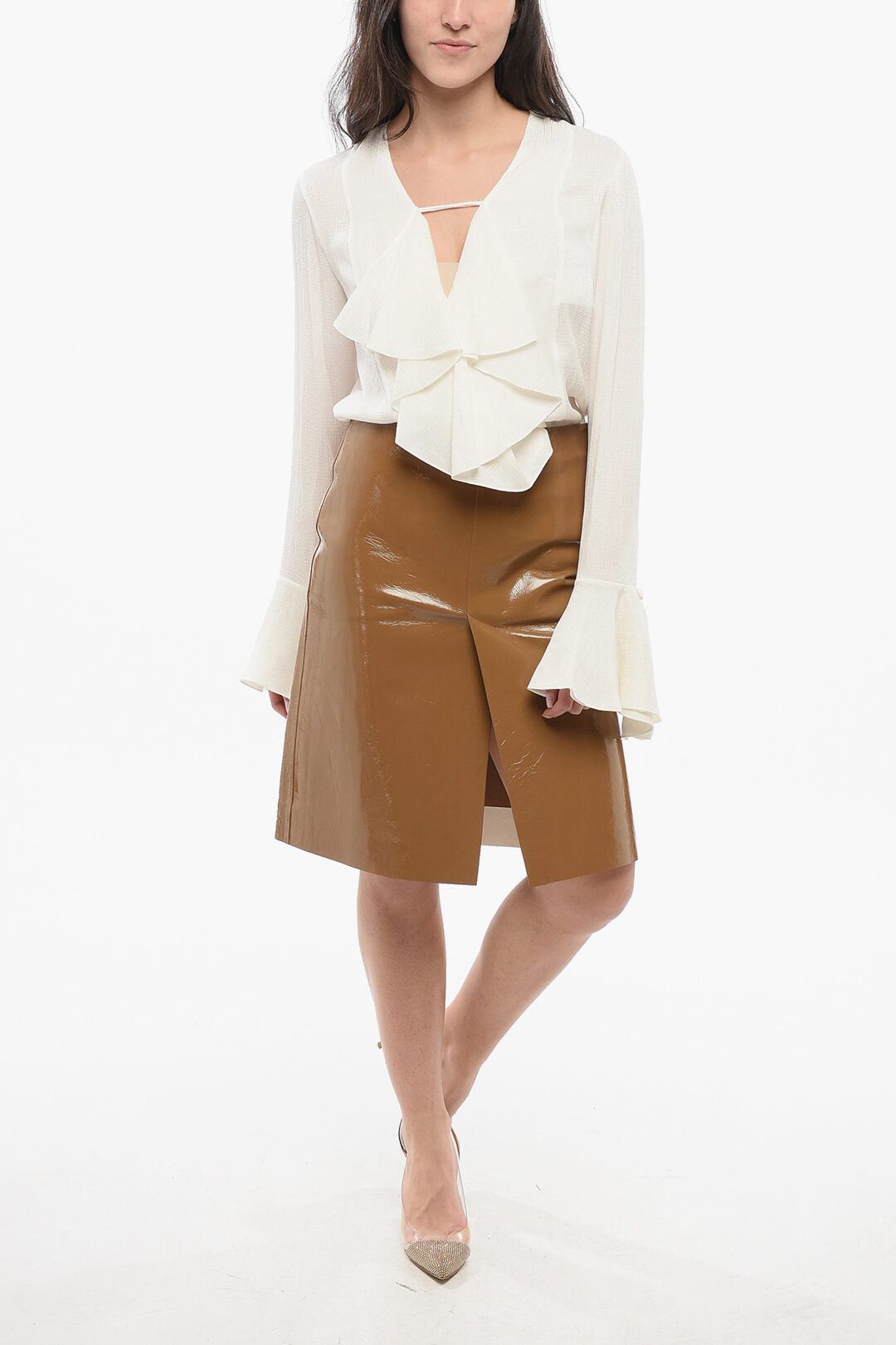 Gucci Patent Skirt with Slits Size M / US 6-8 / IT 42-44 - 4 Thumbnail